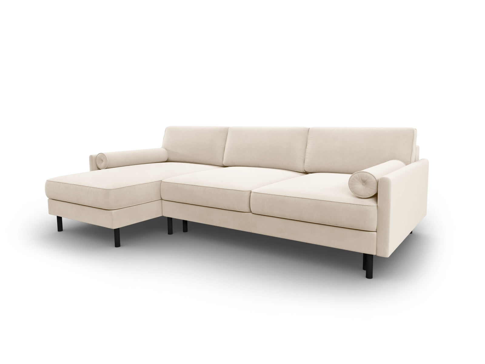 Scott Velour links Ecksofa mit Schlaffunktion und Stauraum 5 Sitzer in Light Beige präsentiert im Onlineshop von KAQTU Design AG. Ecksofa links ist von Micadoni