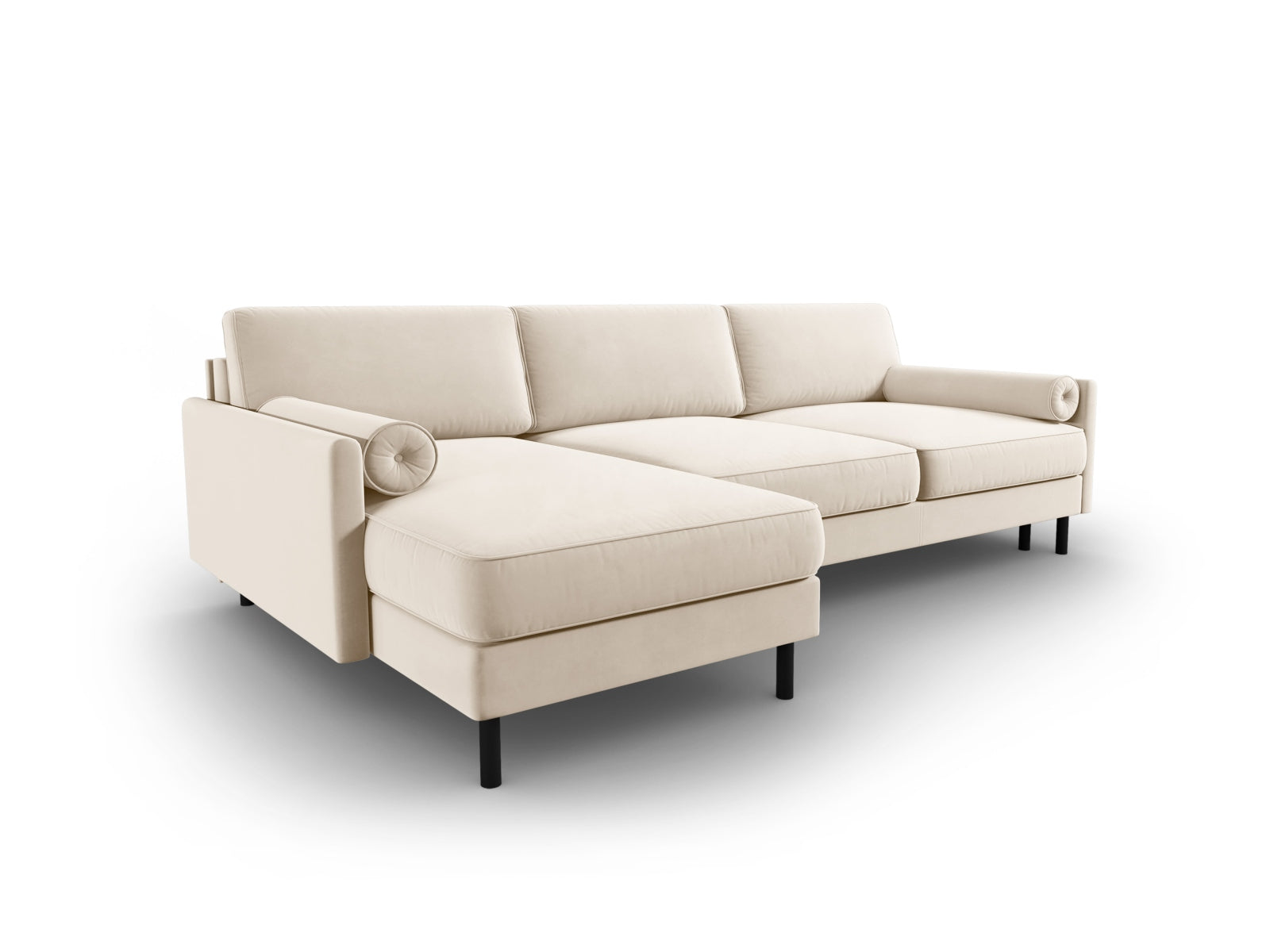 Scott Velour links Ecksofa mit Schlaffunktion und Stauraum 5 Sitzer in Light Beige präsentiert im Onlineshop von KAQTU Design AG. Ecksofa links ist von Micadoni
