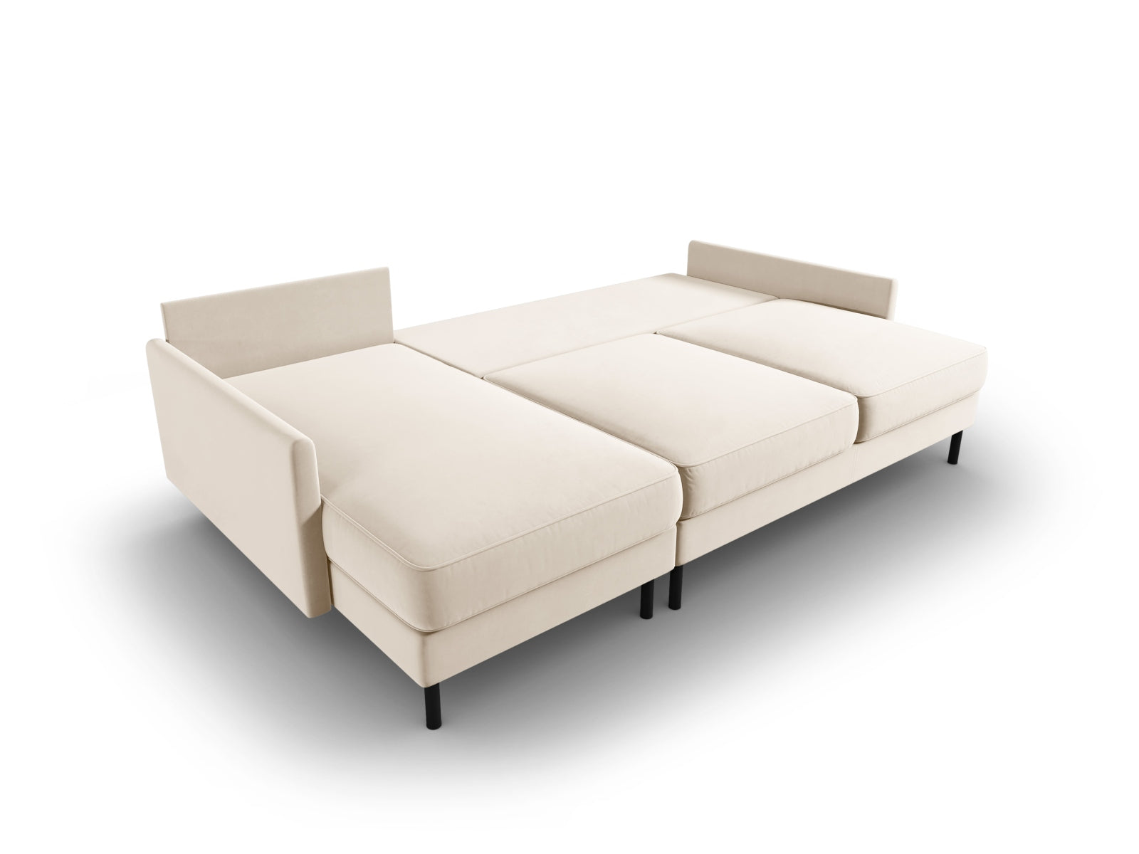Scott Velour links Ecksofa mit Schlaffunktion und Stauraum 5 Sitzer in Light Beige präsentiert im Onlineshop von KAQTU Design AG. Ecksofa links ist von Micadoni