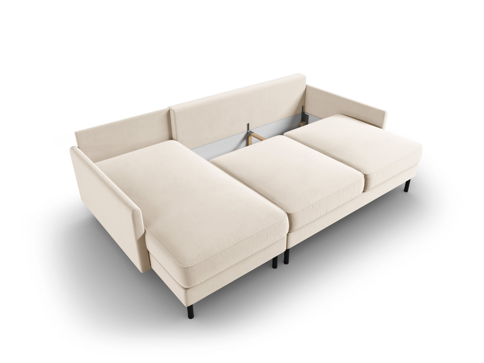 Scott Velour links Ecksofa mit Schlaffunktion und Stauraum 5 Sitzer in Light Beige präsentiert im Onlineshop von KAQTU Design AG. Ecksofa links ist von Micadoni