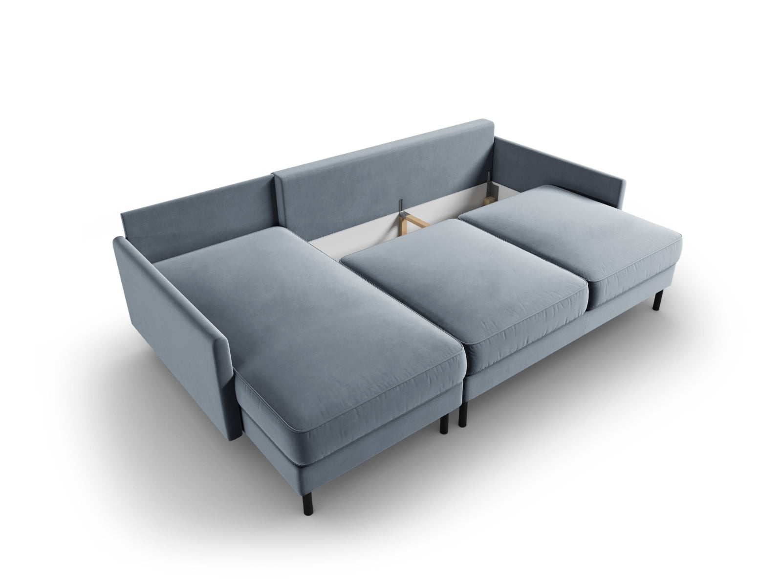 Scott Velour links Ecksofa mit Schlaffunktion und Stauraum 5 Sitzer in Light Blue präsentiert im Onlineshop von KAQTU Design AG. Ecksofa links ist von Micadoni