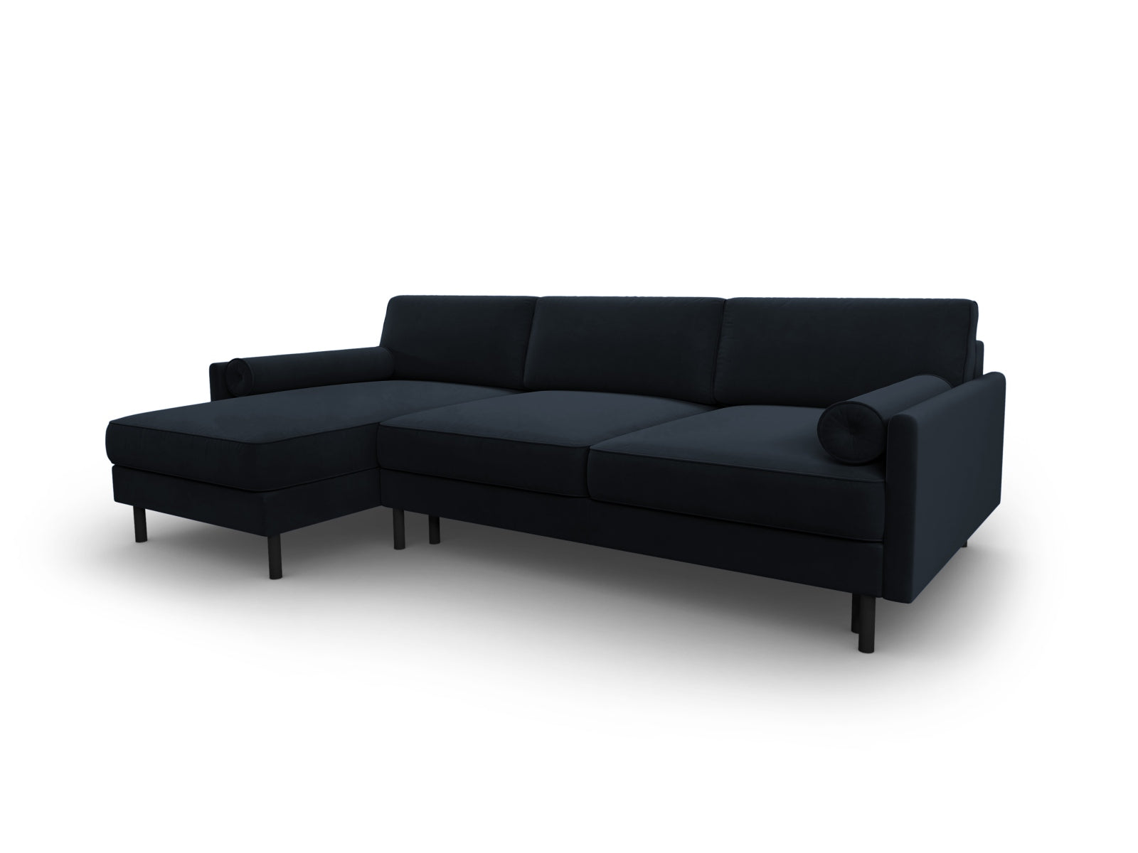 Scott Velour links Ecksofa mit Schlaffunktion und Stauraum 5 Sitzer in Dark Blue präsentiert im Onlineshop von KAQTU Design AG. Ecksofa links ist von Micadoni