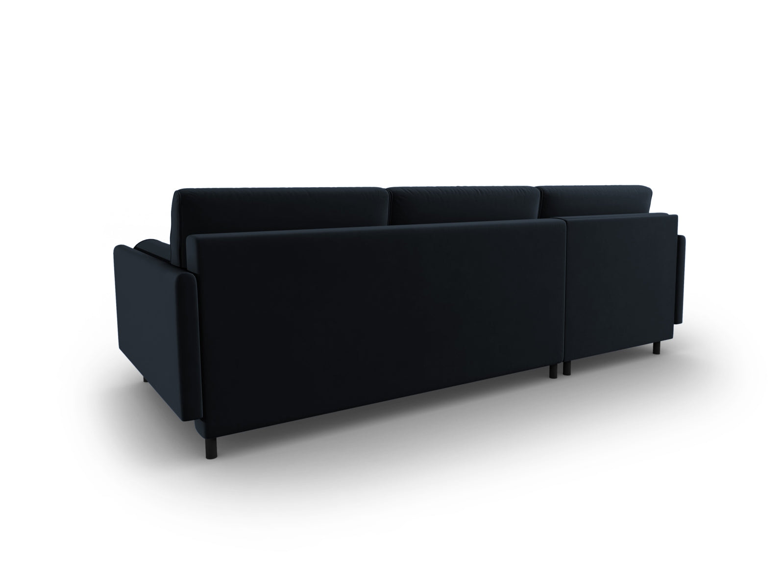 Scott Velour links Ecksofa mit Schlaffunktion und Stauraum 5 Sitzer in Dark Blue präsentiert im Onlineshop von KAQTU Design AG. Ecksofa links ist von Micadoni