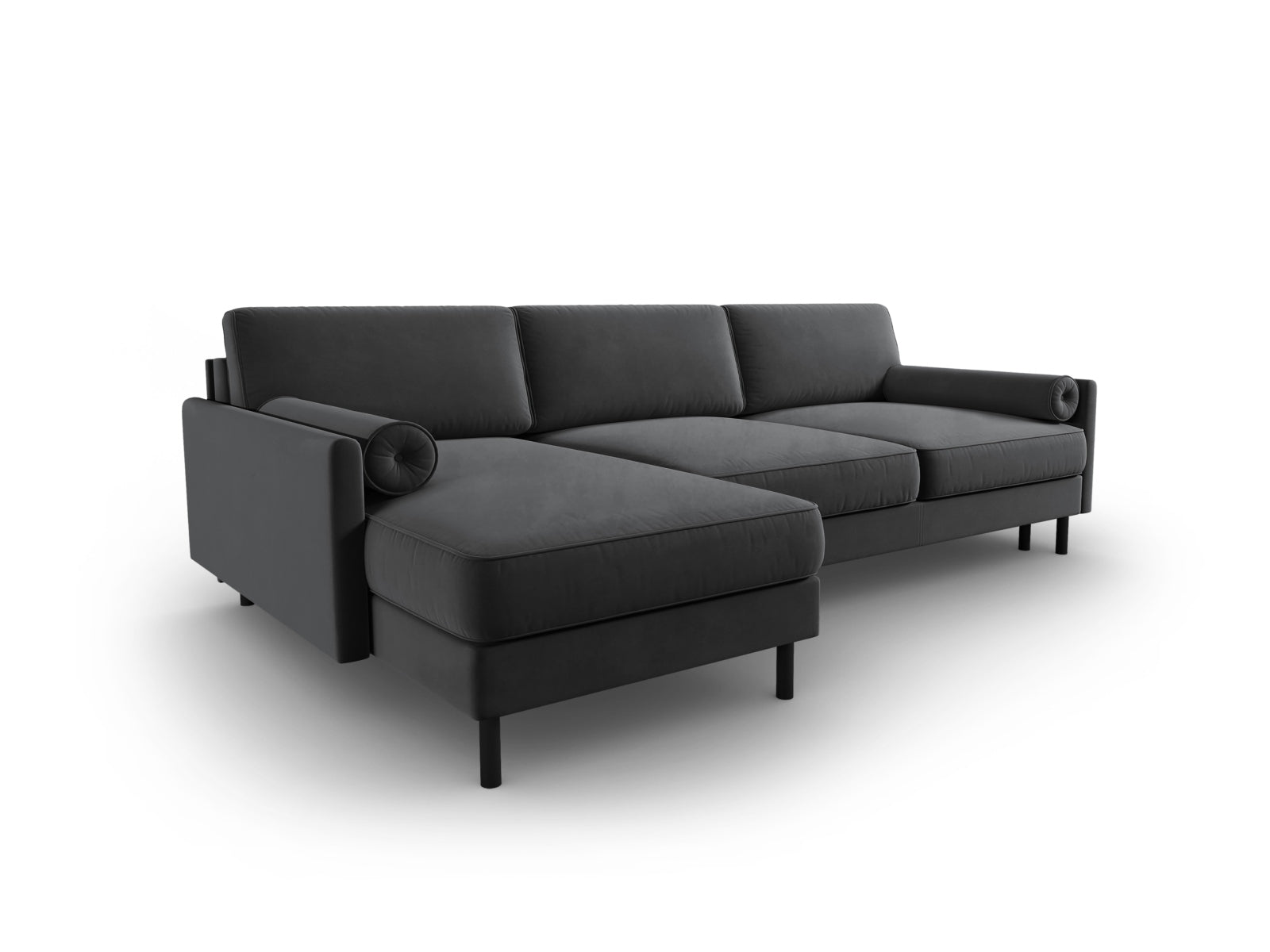Scott Velour links Ecksofa mit Schlaffunktion und Stauraum 5 Sitzer in Grey präsentiert im Onlineshop von KAQTU Design AG. Ecksofa links ist von Micadoni