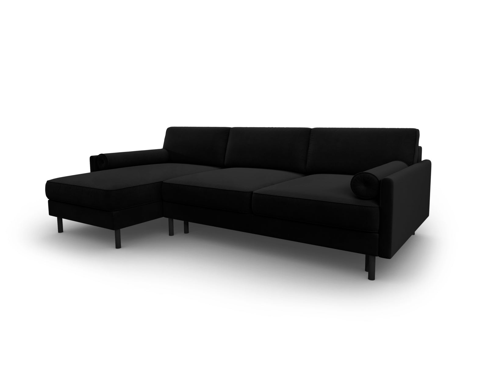 Scott Velour links Ecksofa mit Schlaffunktion und Stauraum 5 Sitzer in Black präsentiert im Onlineshop von KAQTU Design AG. Ecksofa links ist von Micadoni