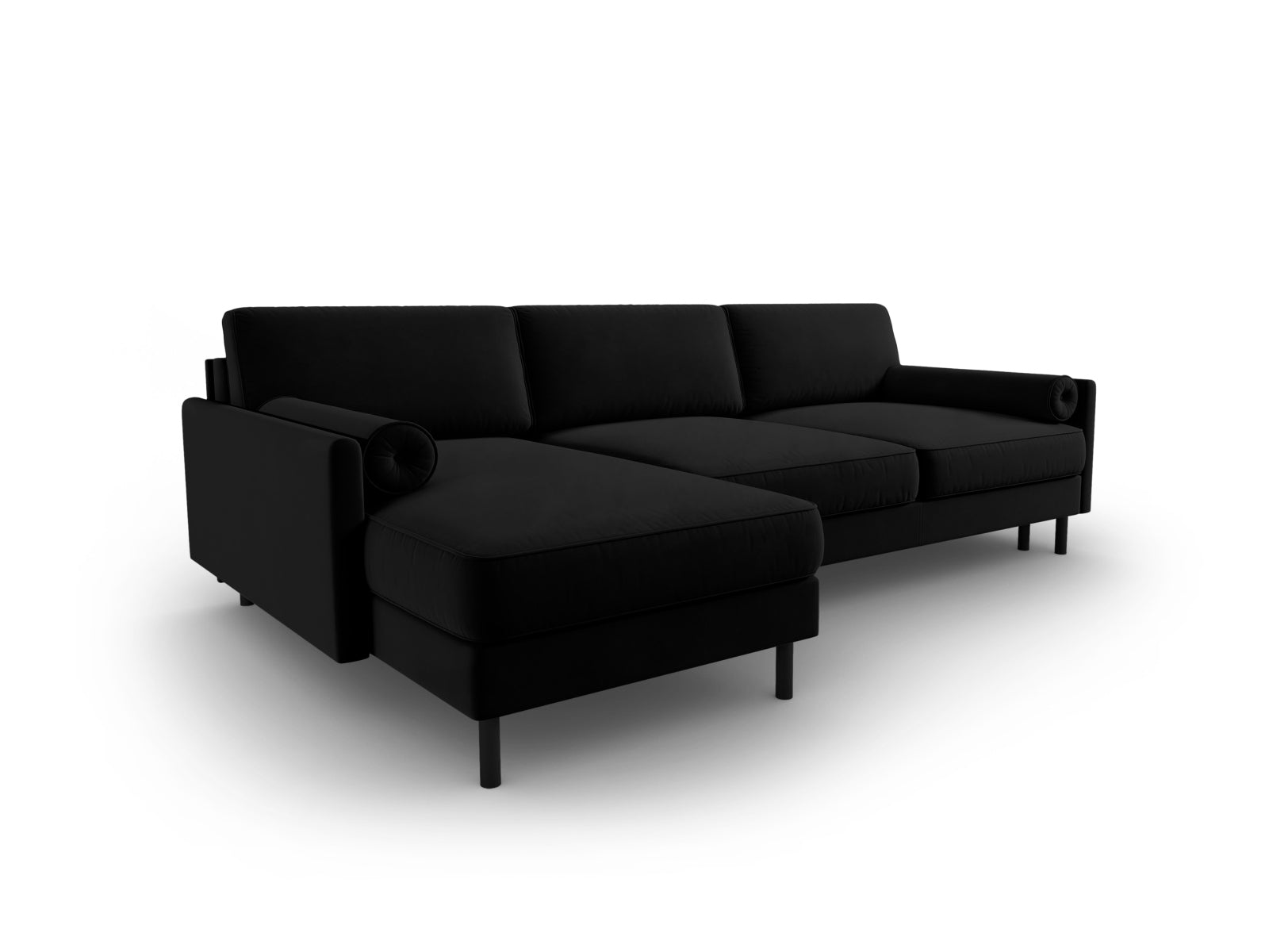Scott Velour links Ecksofa mit Schlaffunktion und Stauraum 5 Sitzer in Black präsentiert im Onlineshop von KAQTU Design AG. Ecksofa links ist von Micadoni