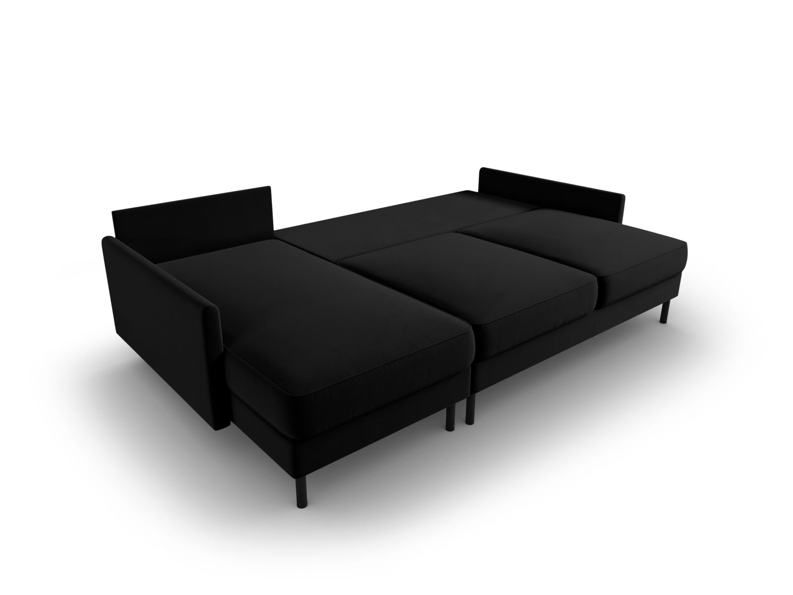 Scott Velour links Ecksofa mit Schlaffunktion und Stauraum 5 Sitzer in Black präsentiert im Onlineshop von KAQTU Design AG. Ecksofa links ist von Micadoni