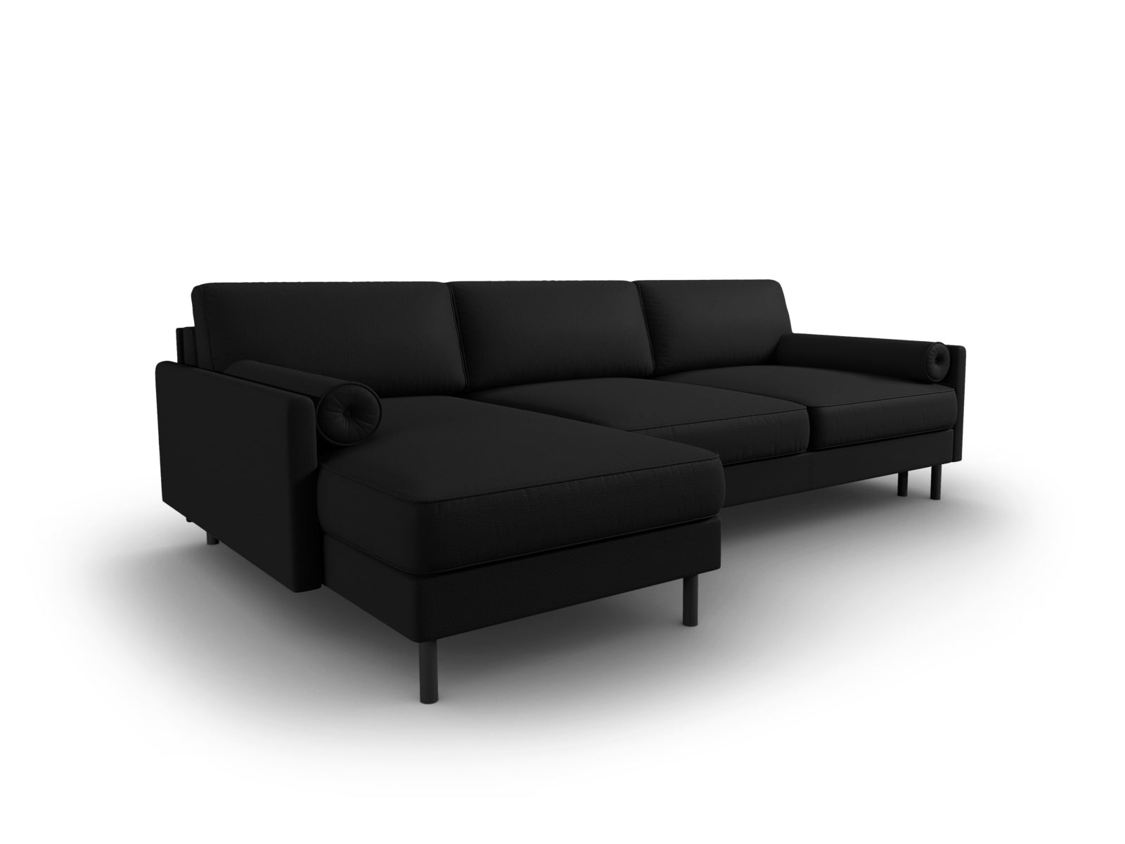 Scott Ecksofa links mit Schlaffunktion Stauraum 5 Sitzer in Black präsentiert im Onlineshop von KAQTU Design AG. Ecksofa links ist von Micadoni