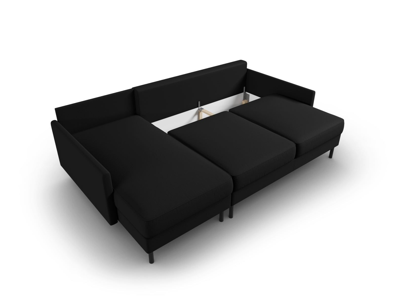 Scott Ecksofa links mit Schlaffunktion Stauraum 5 Sitzer in Black präsentiert im Onlineshop von KAQTU Design AG. Ecksofa links ist von Micadoni
