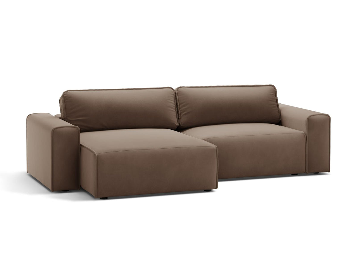 3-Sitzer Ecksofa links mit Schlaffunktion und Stauraum Victor in Chocolate-Paris präsentiert im Onlineshop von KAQTU Design AG. Bettsofa links ist von Micadoni