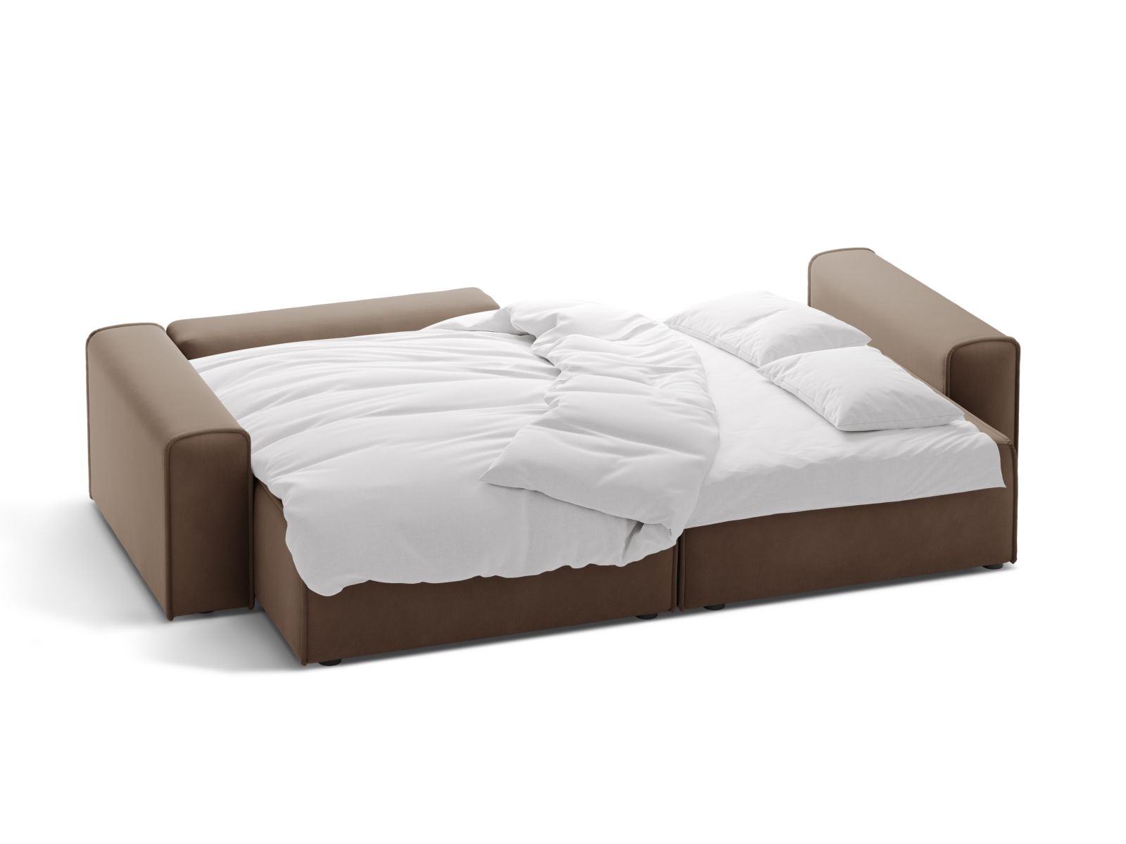 Stylisches 3-Sitzer Ecksofa links Victor in Chocolate-Paris, bietet Schlafgelegenheit und praktischen Stauraum für Ihr Zuhause.