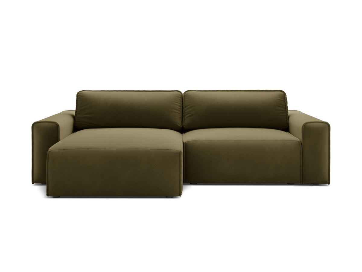 3-Sitzer Ecksofa links mit Schlaffunktion und Stauraum Victor in Moss Green Melange-Paris präsentiert im Onlineshop von KAQTU Design AG. Bettsofa links ist von Micadoni