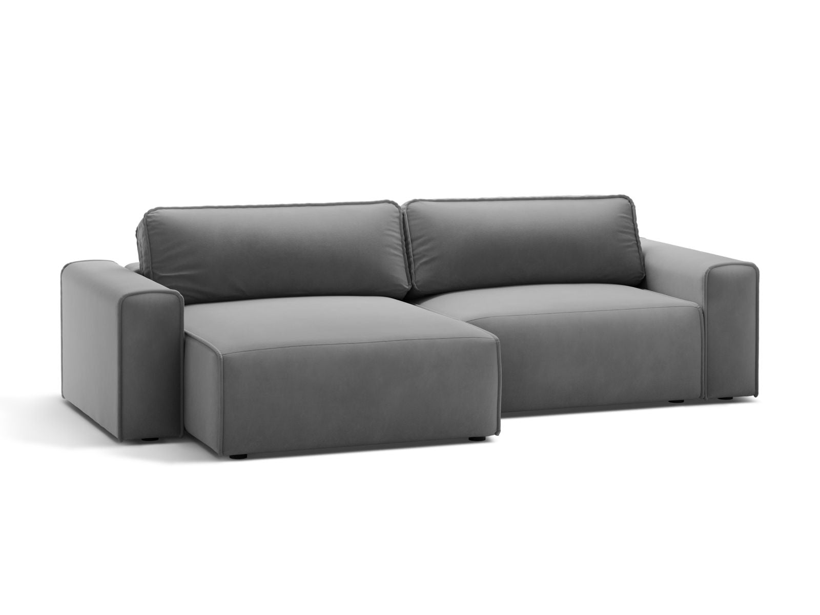 Stylisches 3-Sitzer Ecksofa Victor in Grau mit praktischer Schlaffunktion und Stauraum, ideal für moderne Wohnräume.