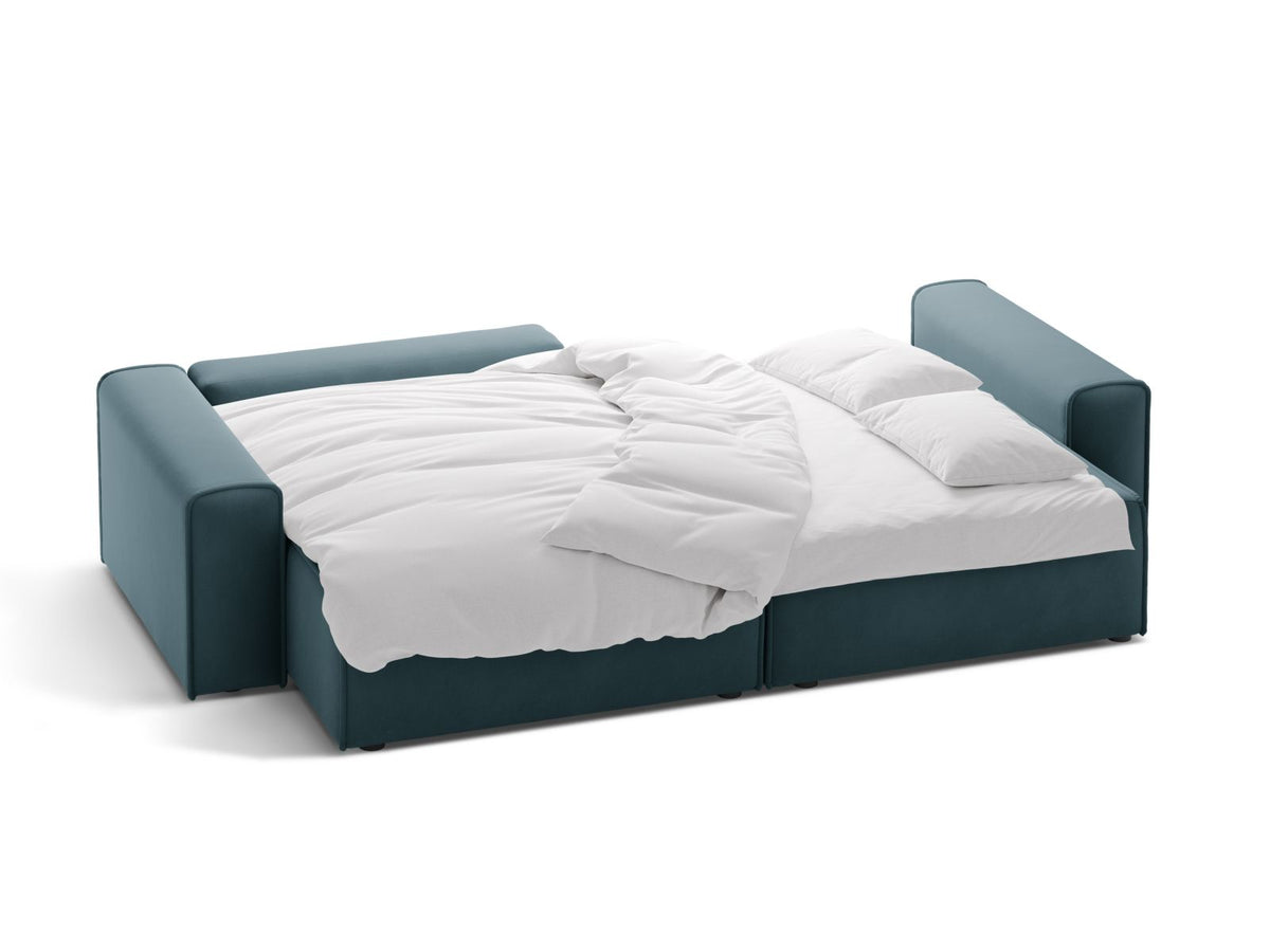 3-Sitzer Ecksofa links mit Schlaffunktion und Stauraum Victor in Blue-Paris präsentiert im Onlineshop von KAQTU Design AG. Bettsofa links ist von Micadoni