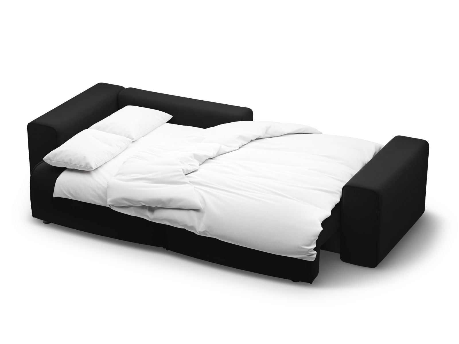 Stylisches 3-Sitzer Ecksofa Victor in Schwarz, bietet eine komfortable Schlaffunktion und cleveren Stauraum für Ihre Wohnbedürfnisse.