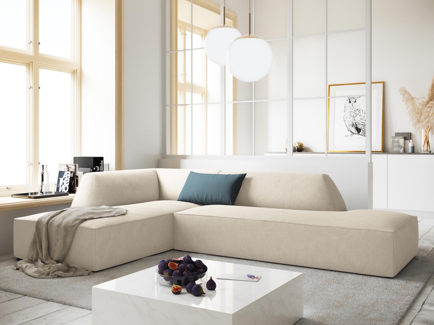 Ruby Modulares Ecksofa links 4 Sitzer in Light Beige präsentiert im Onlineshop von KAQTU Design AG. Ecksofa links ist von Micadoni