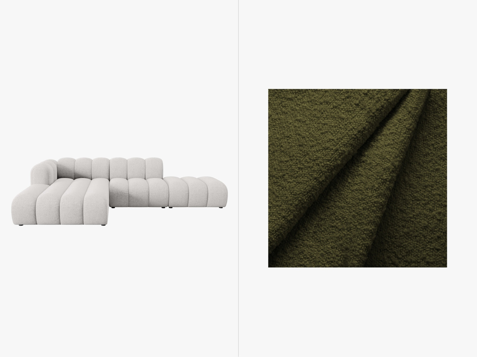 Lupine Modulares Ecksofa open links 5 Sitzer in Dark Olive Green-Baloo präsentiert im Onlineshop von KAQTU Design AG. L-Sofa links ist von Micadoni