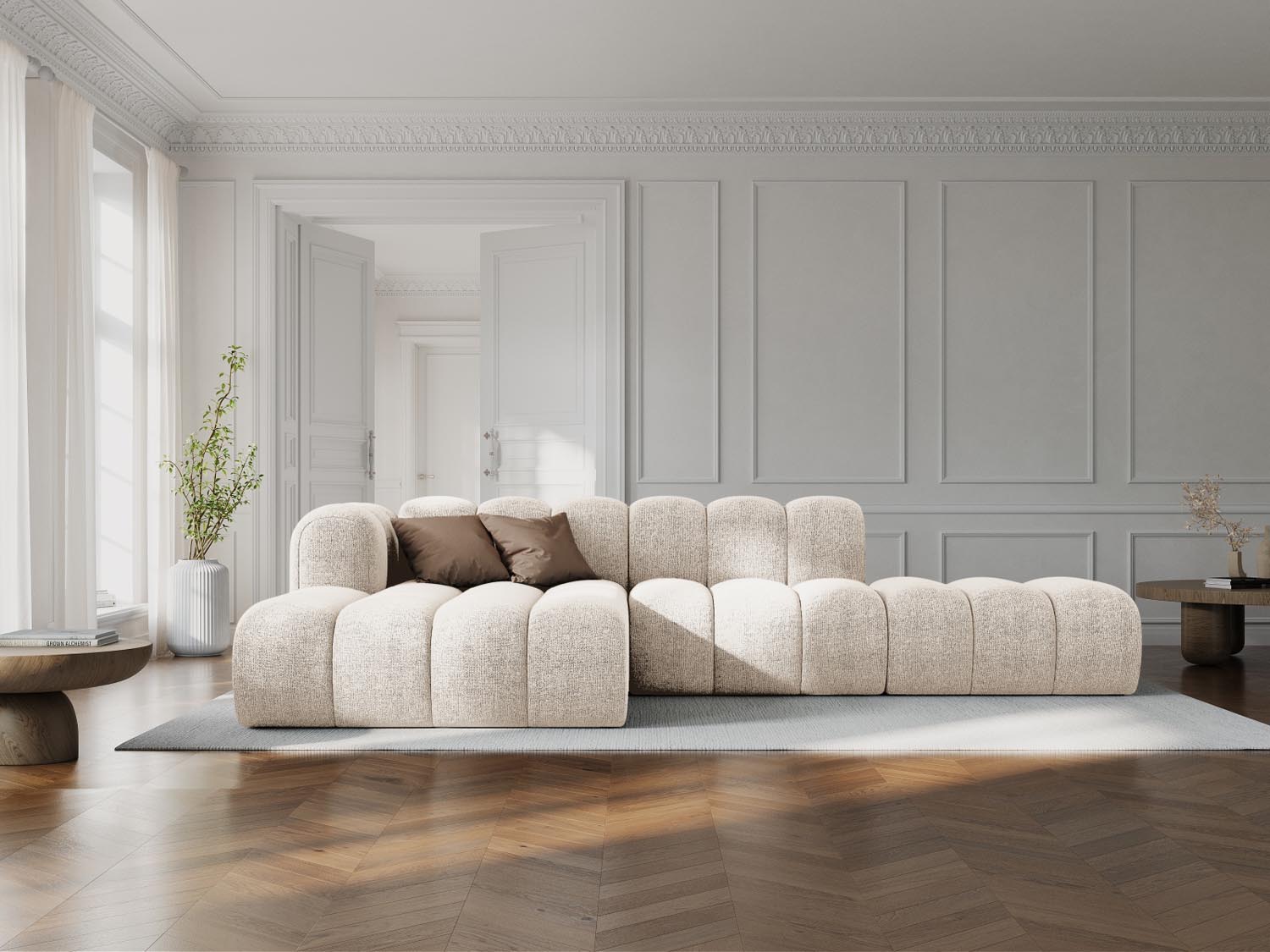 Lupine Modulares Ecksofa open links 5 Sitzer in Light Beige präsentiert im Onlineshop von KAQTU Design AG. L-Sofa links ist von Micadoni