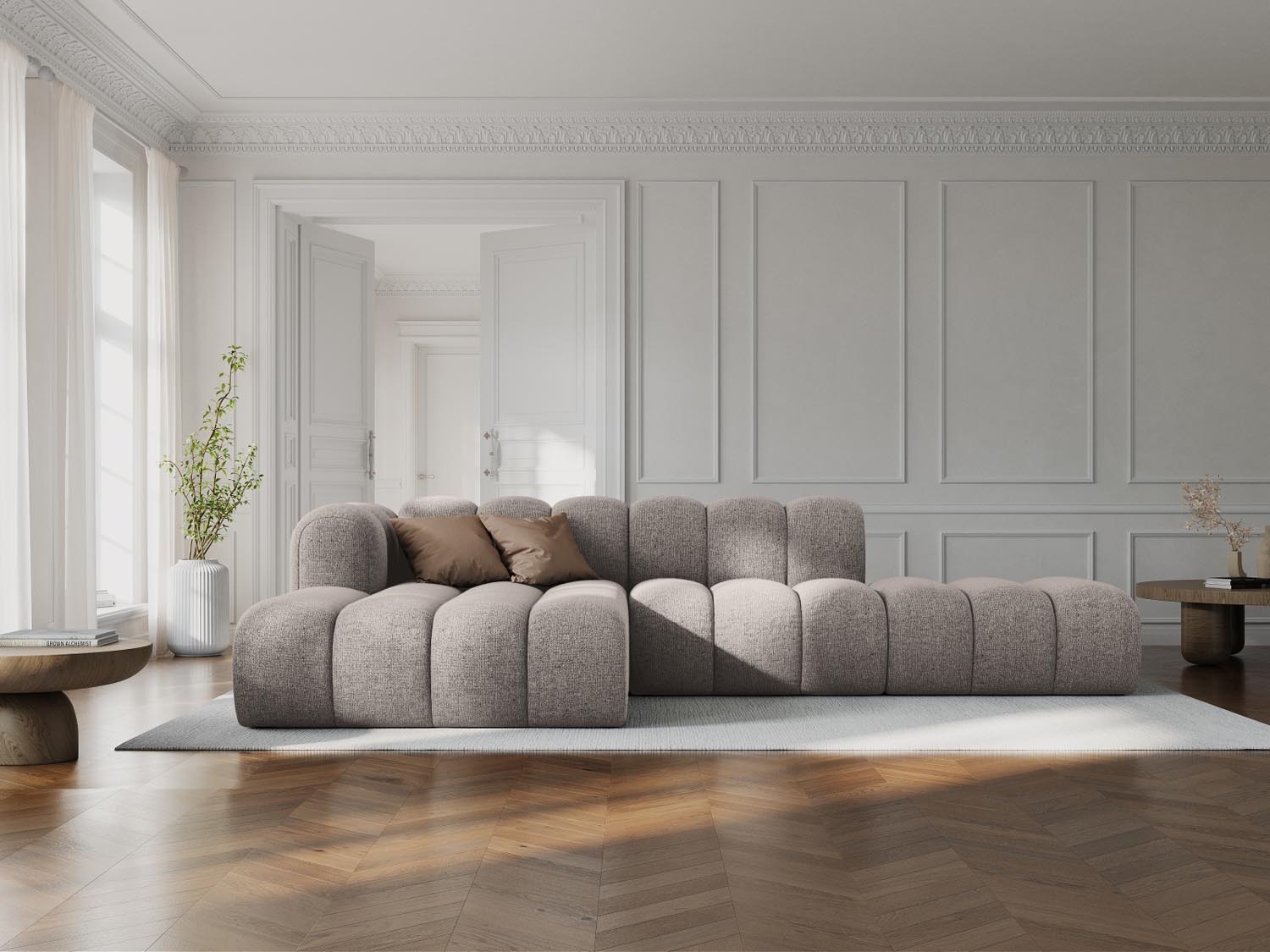 Lupine Modulares Ecksofa open links 5 Sitzer in Beige präsentiert im Onlineshop von KAQTU Design AG. L-Sofa links ist von Micadoni