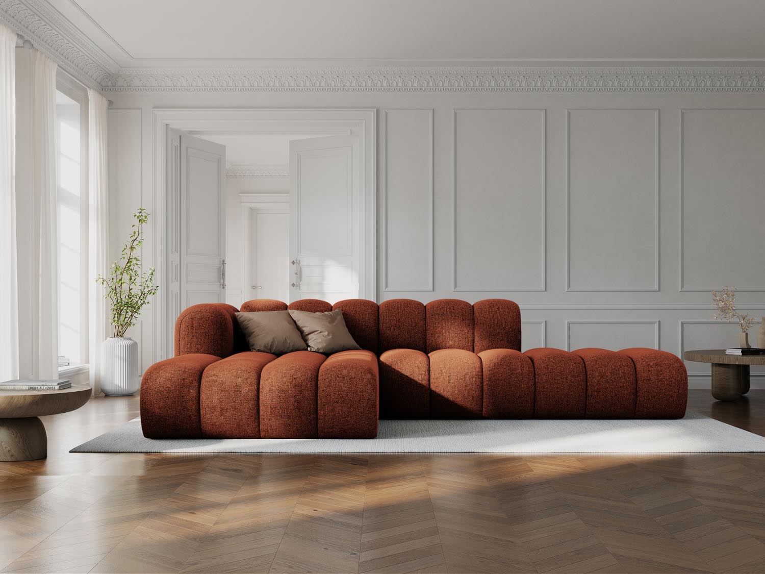 Lupine Modulares Ecksofa open links 5 Sitzer in Terracotta präsentiert im Onlineshop von KAQTU Design AG. L-Sofa links ist von Micadoni