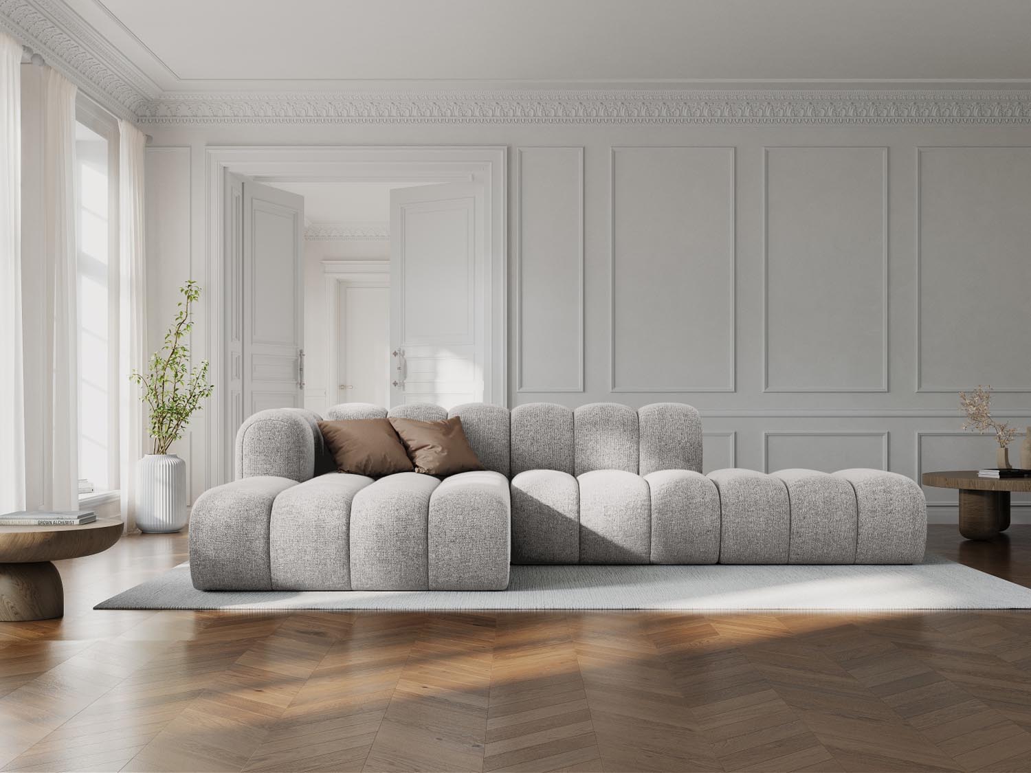 Lupine Modulares Ecksofa open links 5 Sitzer in Light Grey präsentiert im Onlineshop von KAQTU Design AG. L-Sofa links ist von Micadoni