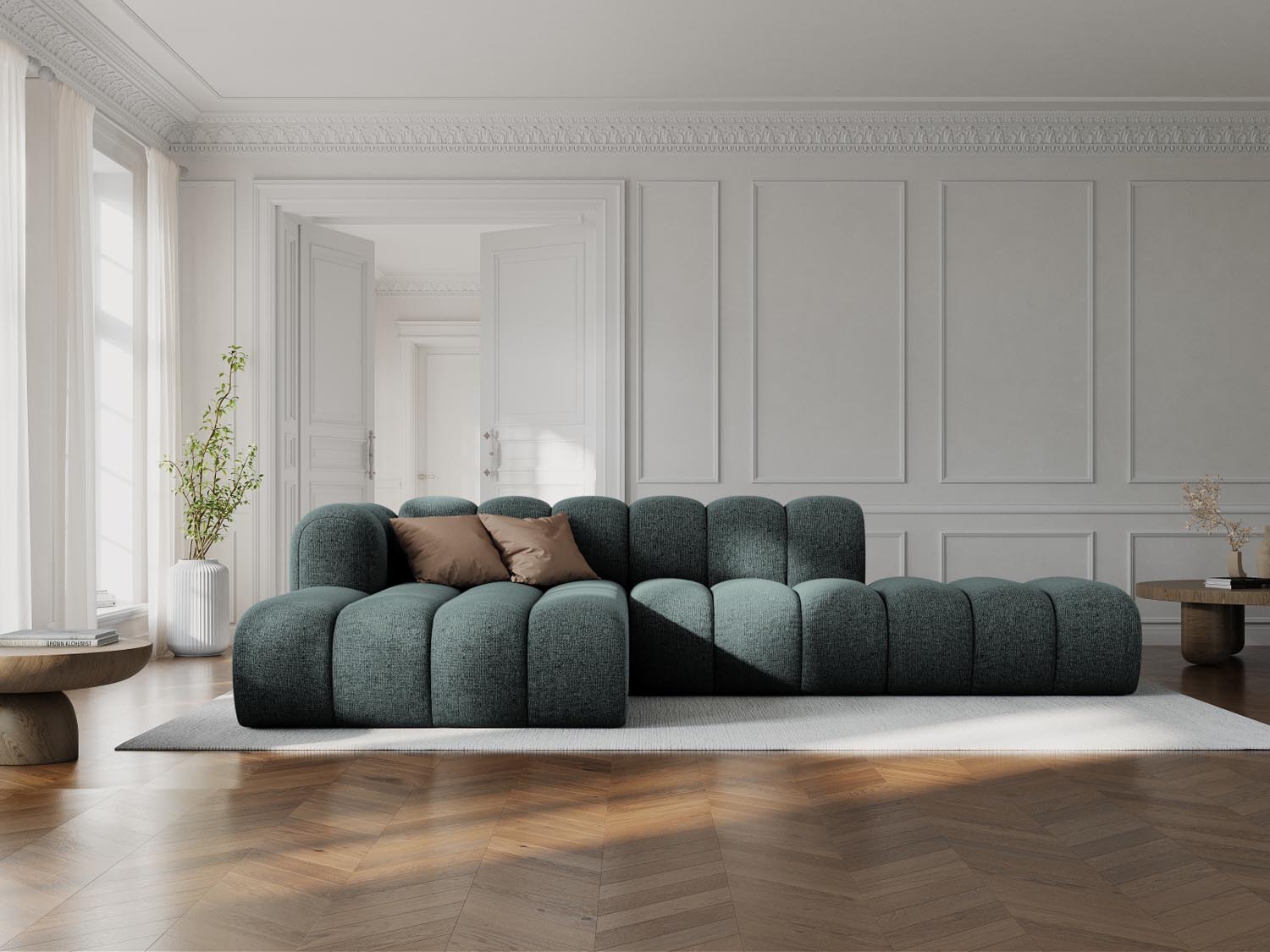 Lupine Modulares Ecksofa open links 5 Sitzer in Petrol präsentiert im Onlineshop von KAQTU Design AG. L-Sofa links ist von Micadoni