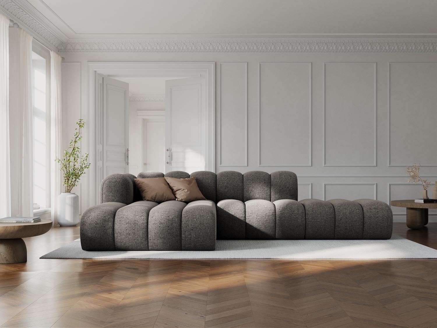 Lupine Modulares Ecksofa open links 5 Sitzer in Grey präsentiert im Onlineshop von KAQTU Design AG. L-Sofa links ist von Micadoni