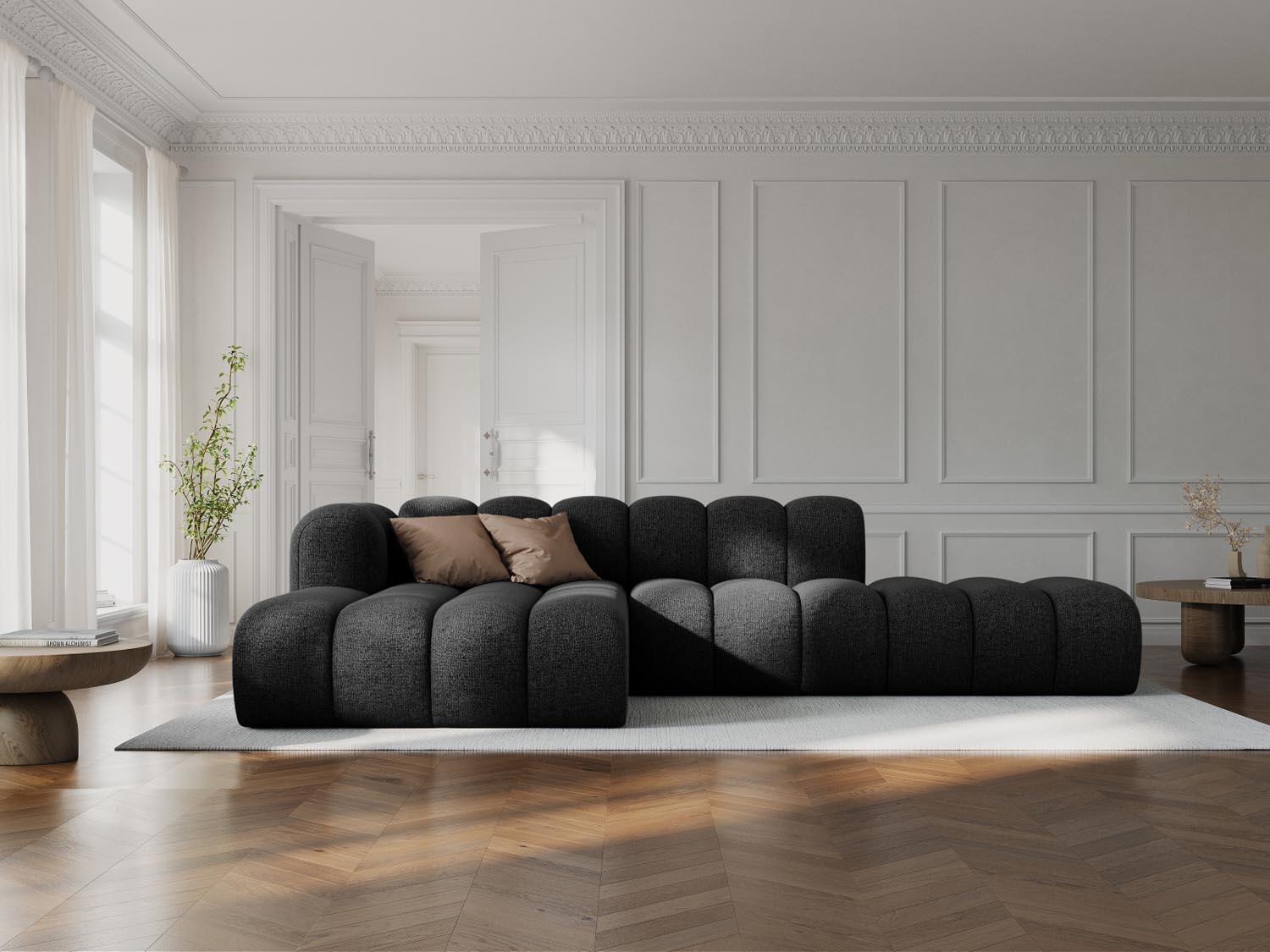Lupine Modulares Ecksofa open links 5 Sitzer in Black präsentiert im Onlineshop von KAQTU Design AG. L-Sofa links ist von Micadoni