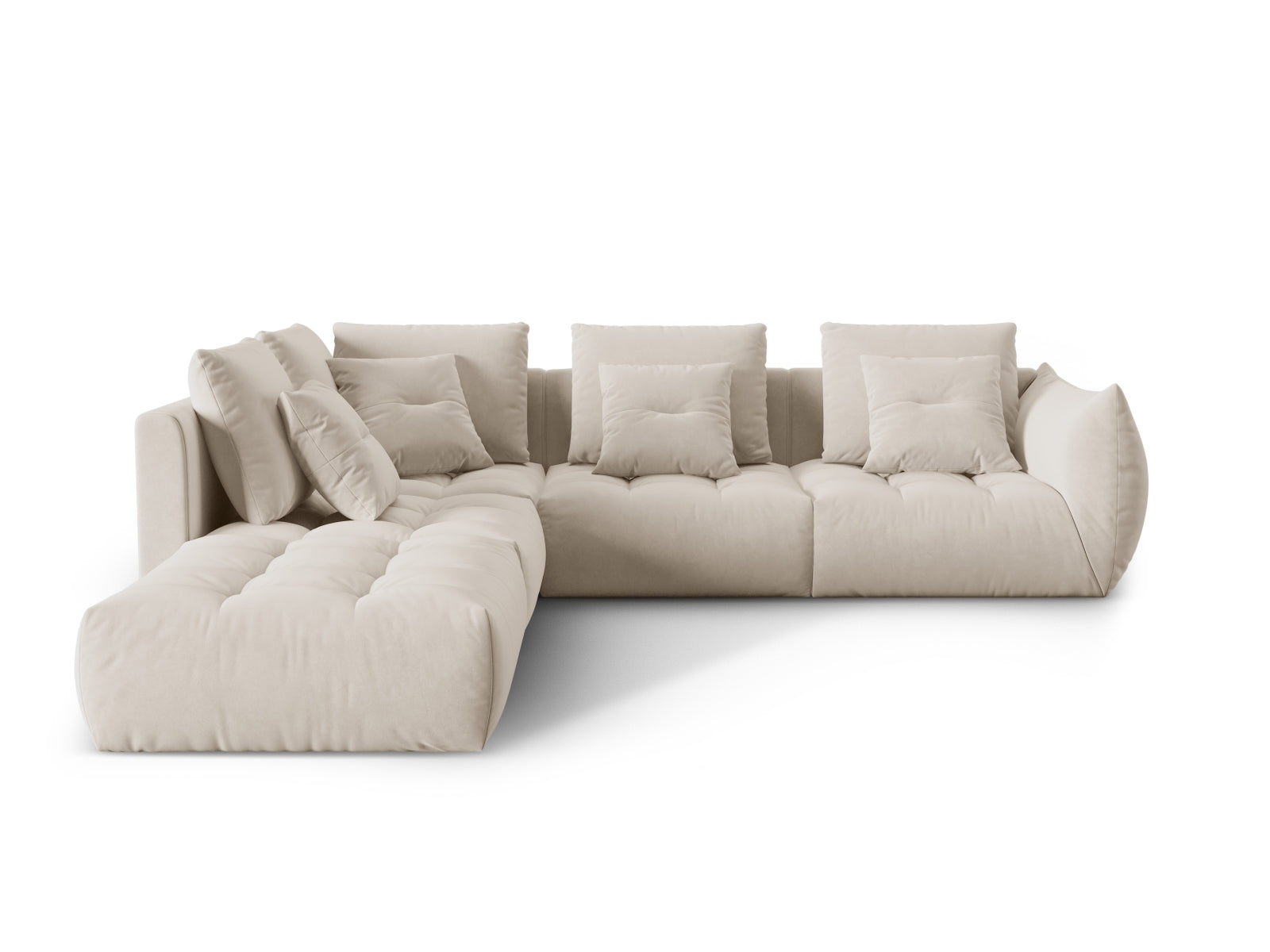 Bloom Velour Modular Ecksofa links 4 Sitzer in Ecru präsentiert im Onlineshop von KAQTU Design AG. Ecksofa links ist von Micadoni
