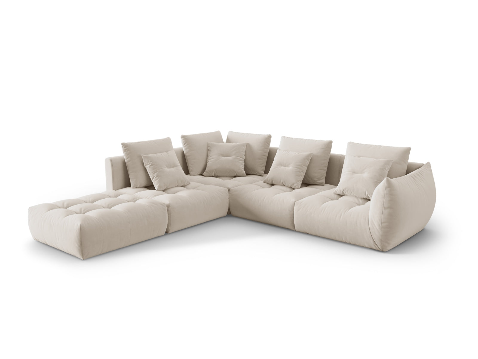 Entdecken Sie das elegante Bloom Velour Ecksofa von Micadoni – ein 4-Sitzer im angesagten Boho-Stil, ideal für Ihr modernes Zuhause. Wählen Sie aus zahlreichen Farben!