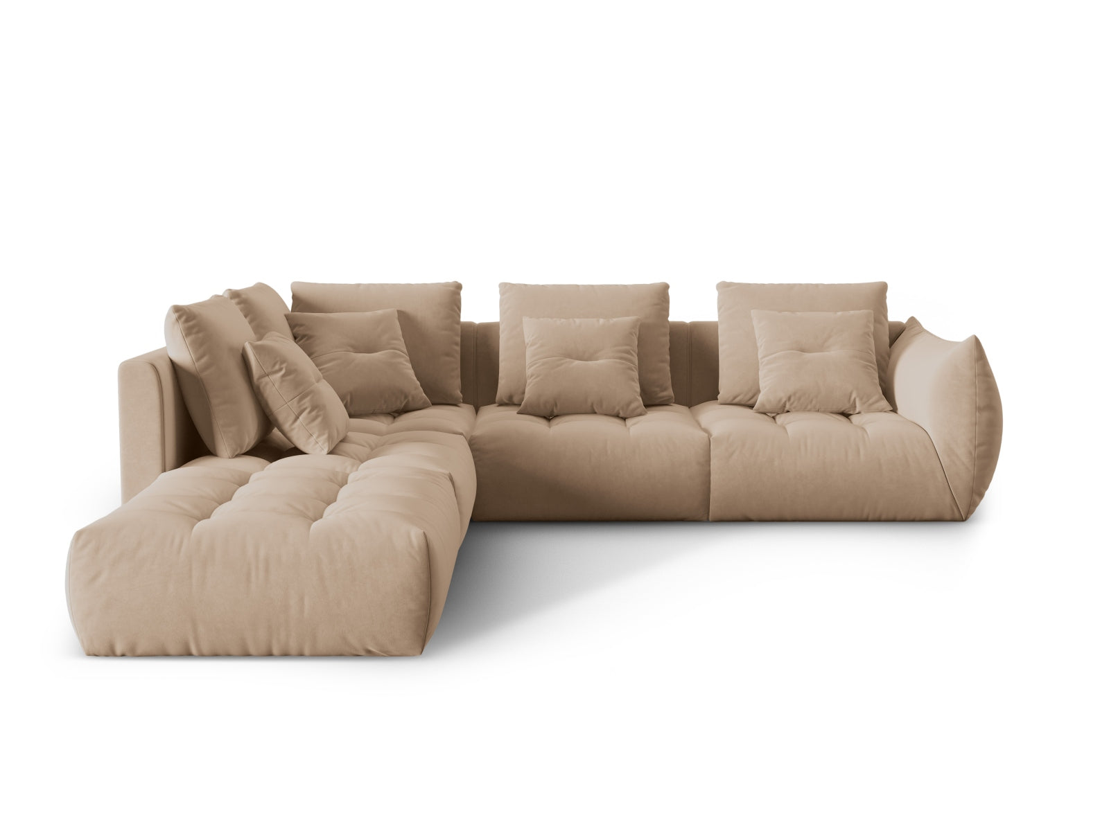 Bloom Velour Modular Ecksofa links 4 Sitzer in Sand präsentiert im Onlineshop von KAQTU Design AG. Ecksofa links ist von Micadoni