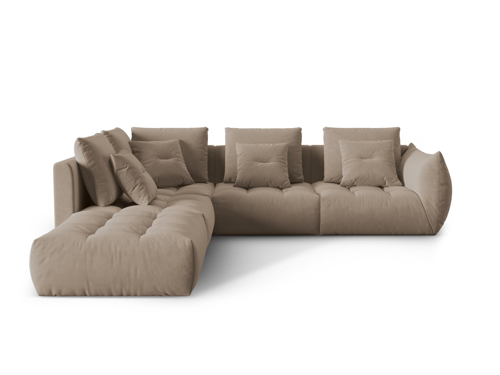 Bloom Velour Modular Ecksofa links 4 Sitzer in Light Brown präsentiert im Onlineshop von KAQTU Design AG. Ecksofa links ist von Micadoni