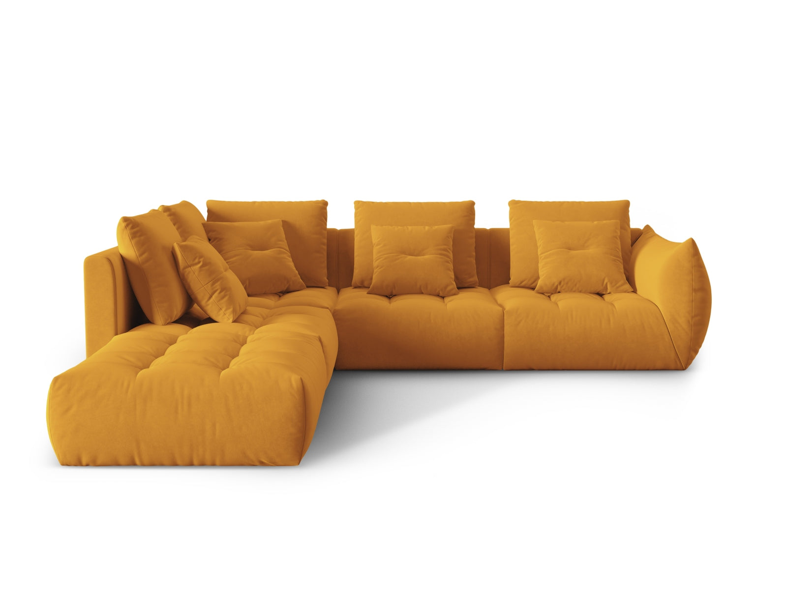 Bloom Velour Modular Ecksofa links 4 Sitzer in Yellow präsentiert im Onlineshop von KAQTU Design AG. Ecksofa links ist von Micadoni