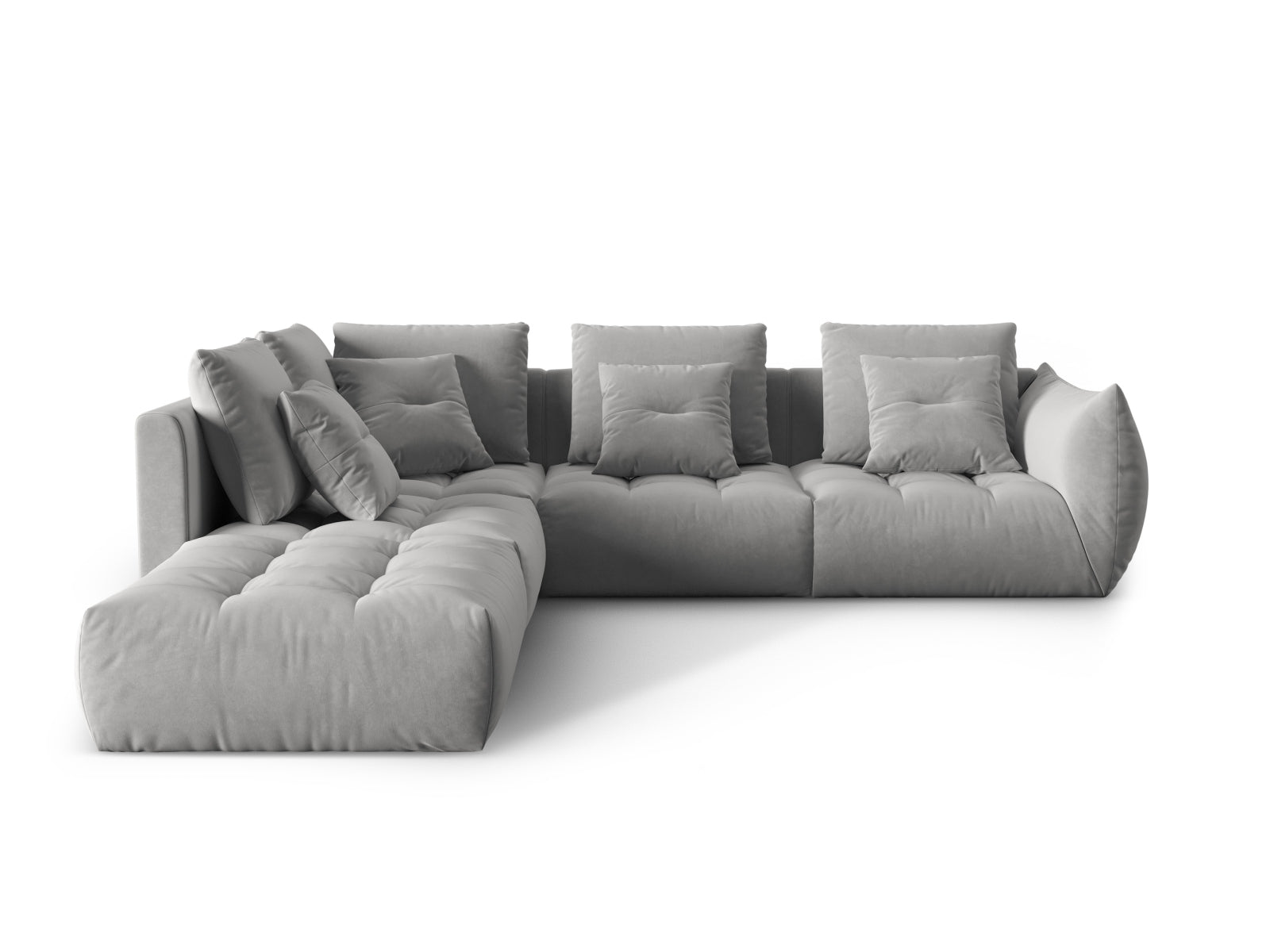 Bloom Velour Modular Ecksofa links 4 Sitzer in Grey präsentiert im Onlineshop von KAQTU Design AG. Ecksofa links ist von Micadoni