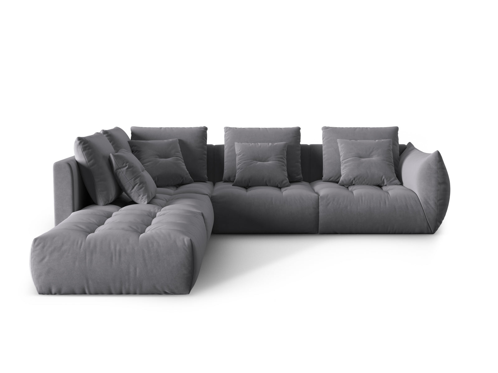 Bloom Velour Modular Ecksofa links 4 Sitzer in Dark Grey präsentiert im Onlineshop von KAQTU Design AG. Ecksofa links ist von Micadoni