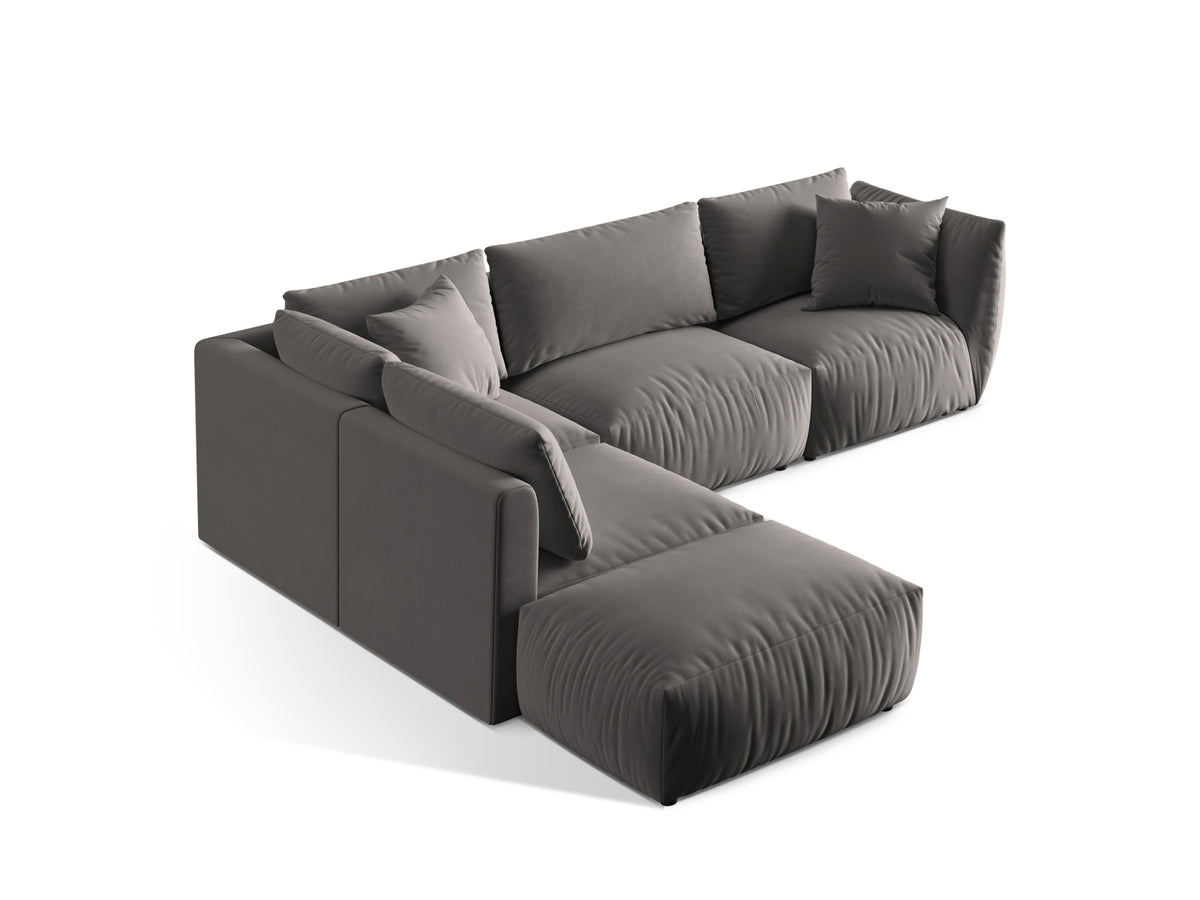 Chris Velour Modular Ecksofa links 4 Sitzer in Grey-Casino präsentiert im Onlineshop von KAQTU Design AG. Ecksofa links ist von Micadoni