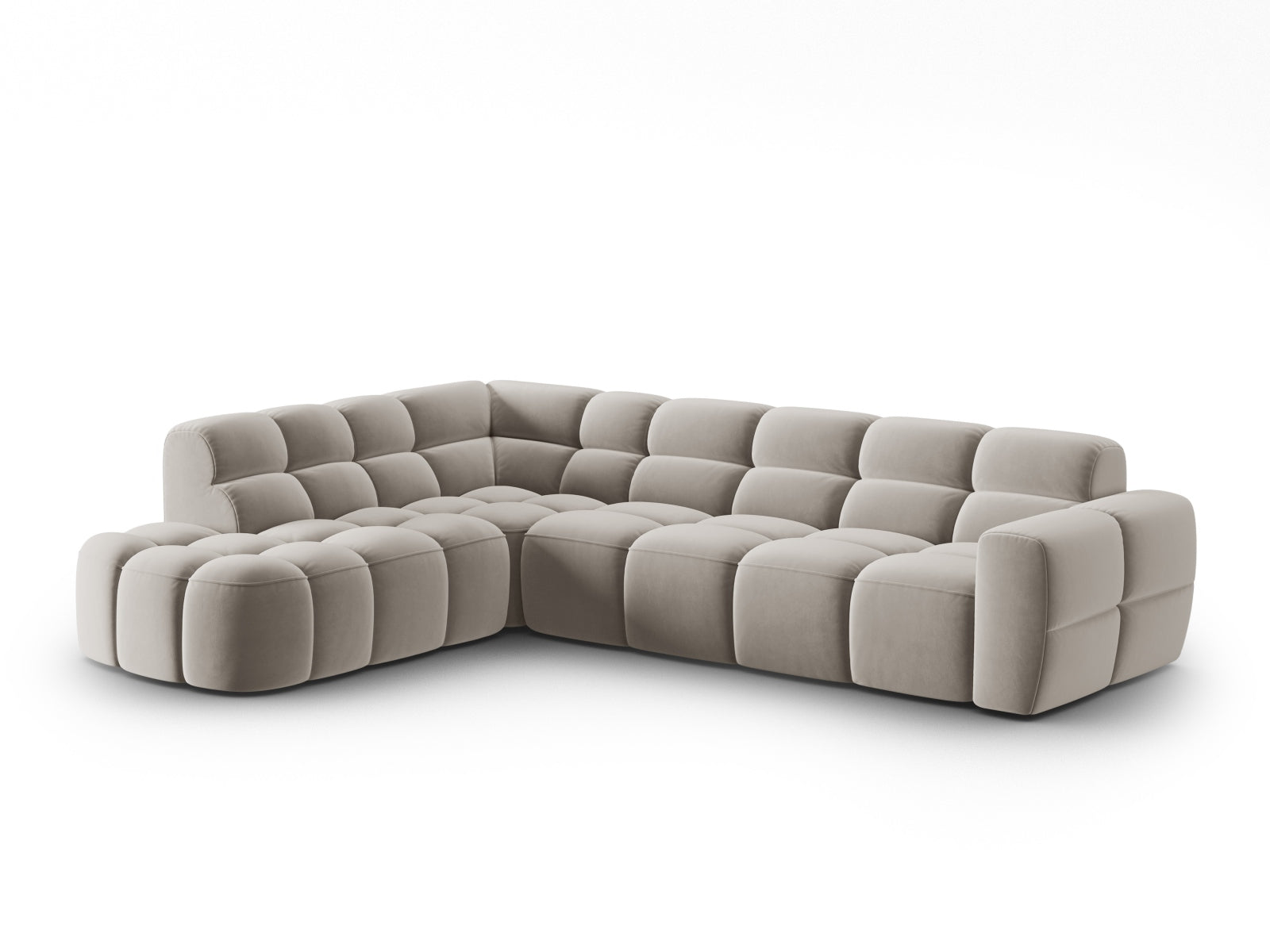 Lisa Velour links Ecksofa 5 Sitzer in Light Beige präsentiert im Onlineshop von KAQTU Design AG. Ecksofa links ist von Micadoni