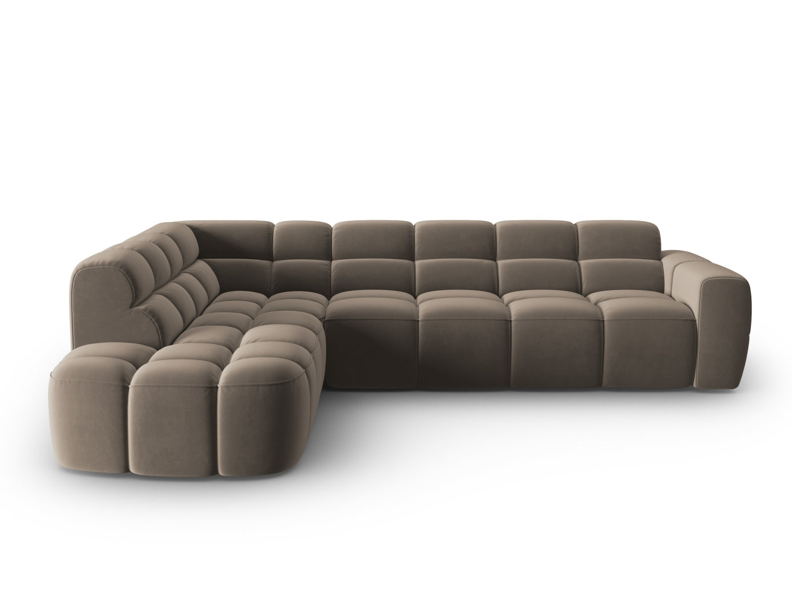Lisa Velour links Ecksofa 5 Sitzer in Light Brown präsentiert im Onlineshop von KAQTU Design AG. Ecksofa links ist von Micadoni