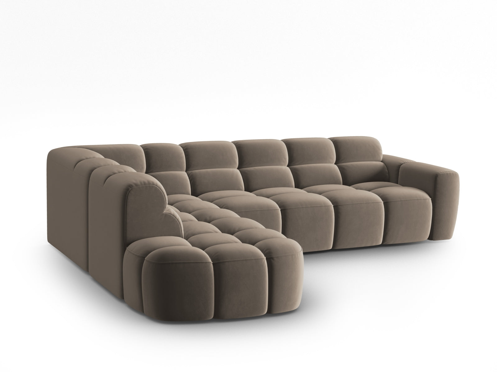 Lisa Velour links Ecksofa 5 Sitzer in Light Brown präsentiert im Onlineshop von KAQTU Design AG. Ecksofa links ist von Micadoni