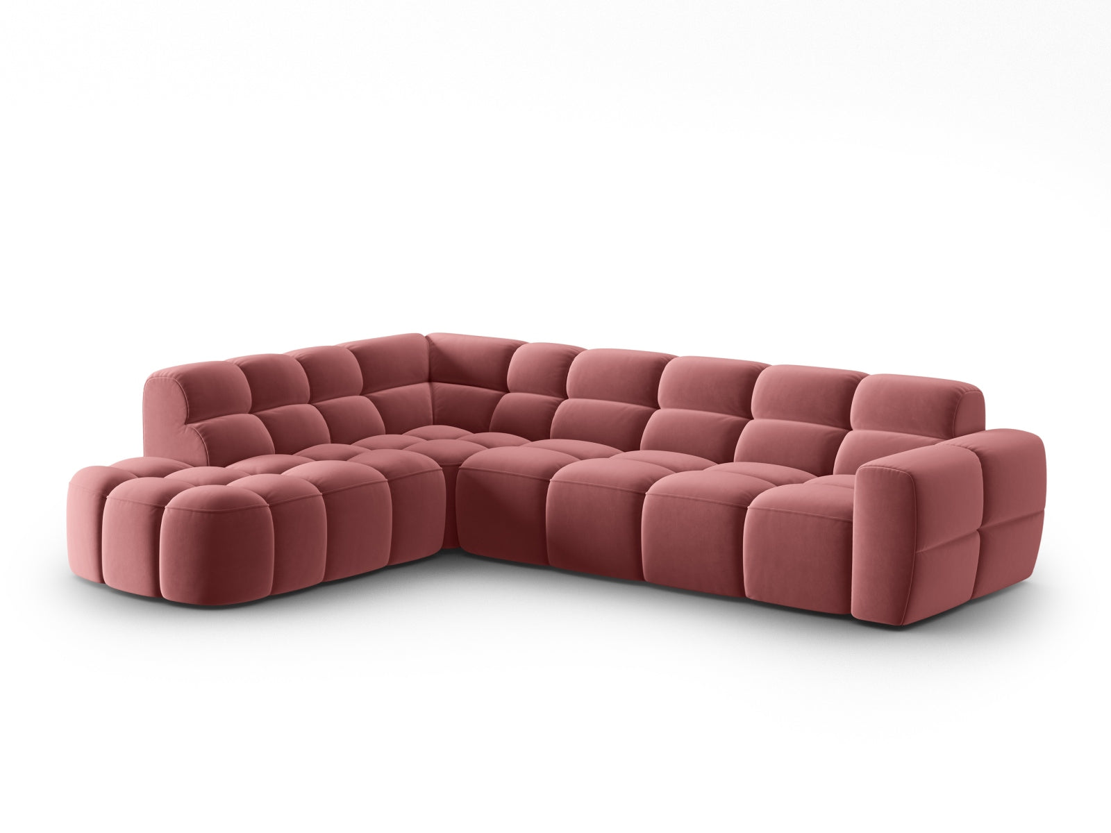 Lisa Velour links Ecksofa 5 Sitzer in Flamingo präsentiert im Onlineshop von KAQTU Design AG. Ecksofa links ist von Micadoni