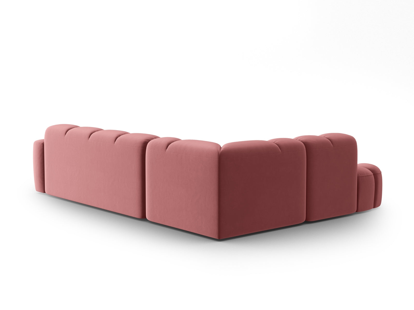 Lisa Velour links Ecksofa 5 Sitzer in Flamingo präsentiert im Onlineshop von KAQTU Design AG. Ecksofa links ist von Micadoni