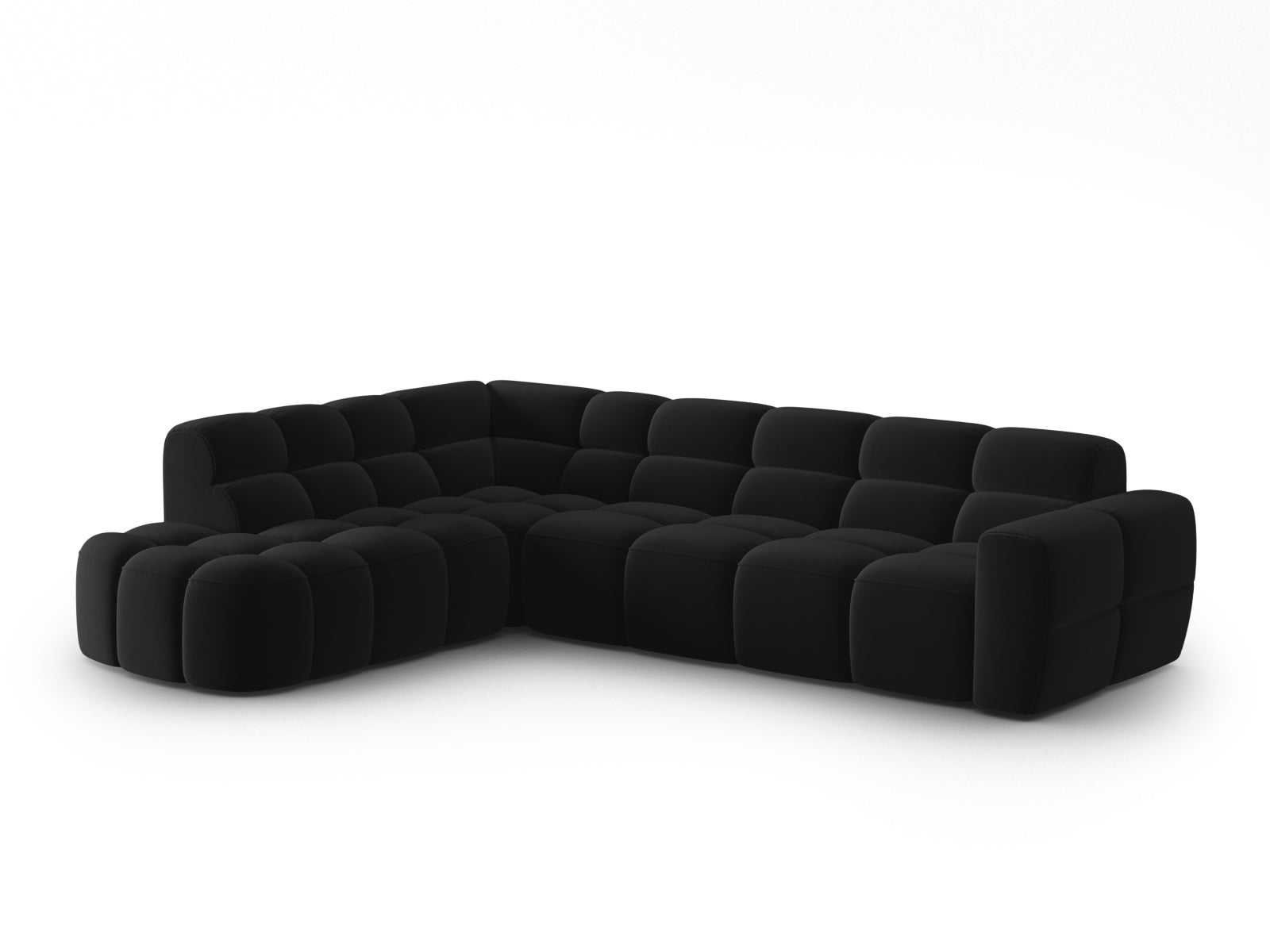 Lisa Velour links Ecksofa 5 Sitzer in Black präsentiert im Onlineshop von KAQTU Design AG. Ecksofa links ist von Micadoni