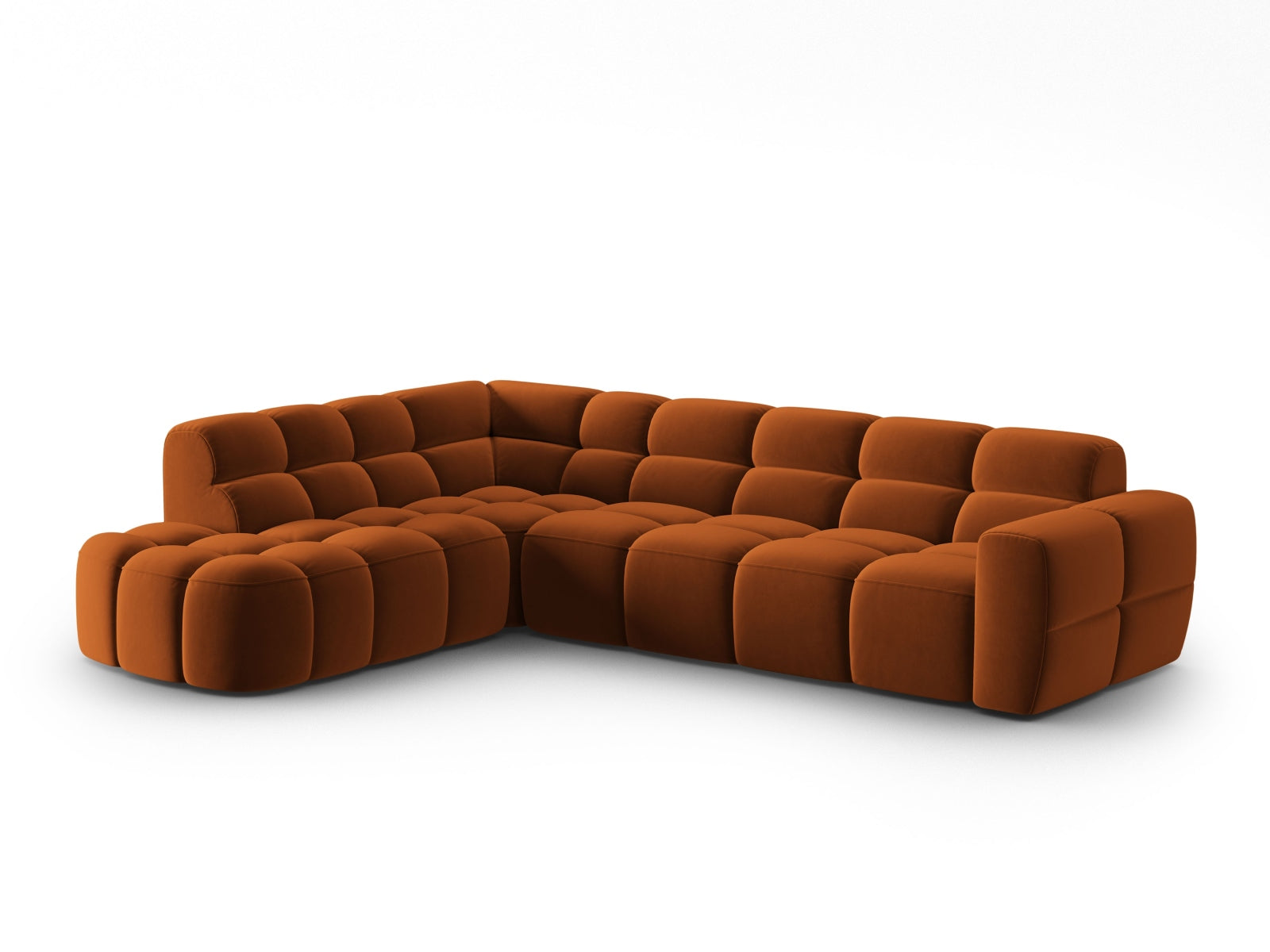 Lisa Velour links Ecksofa 5 Sitzer in Terracotta präsentiert im Onlineshop von KAQTU Design AG. Ecksofa links ist von Micadoni