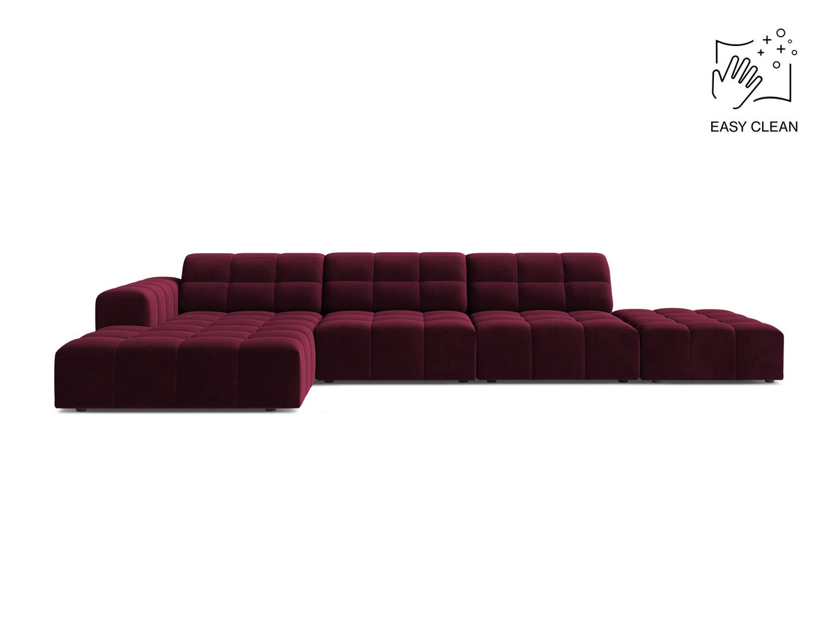 Linkes Ecksofa Jennifer von Micadoni in leichtem Beige mit Bluvel-Stoffbezug, L-Form und schwarzen Kunststoffbeinen aus Polypropylen