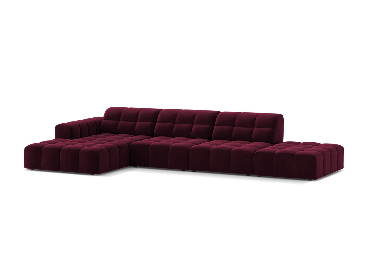 Linkes Ecksofa Jennifer von Micadoni in leichtem Beige mit Bluvel-Stoffbezug, L-Form und schwarzen Kunststoffbeinen aus Polypropylen
