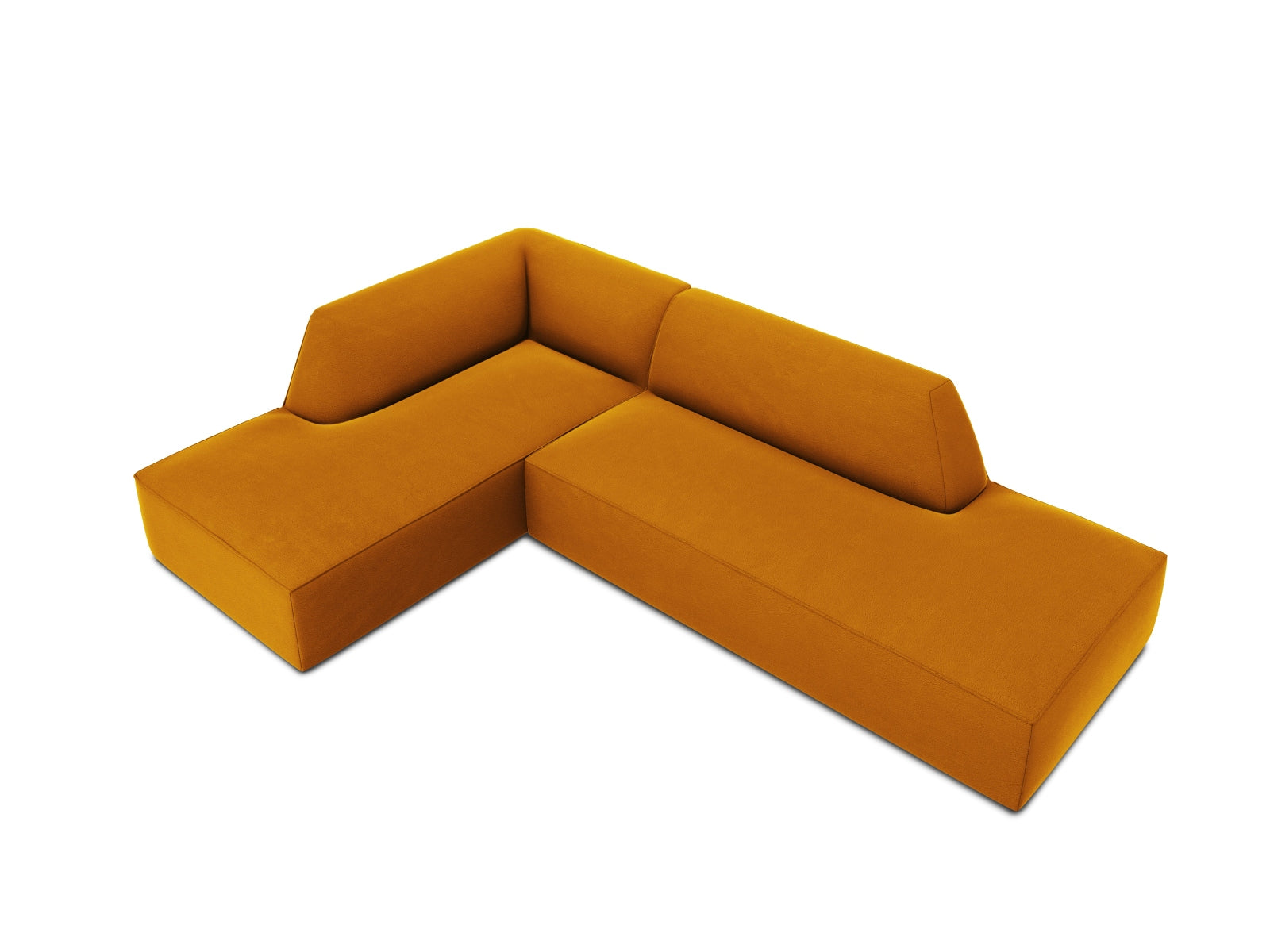 Ruby Velour modulares Ecksofa links 4 Sitzer in Yellow präsentiert im Onlineshop von KAQTU Design AG. Ecksofa links ist von Micadoni