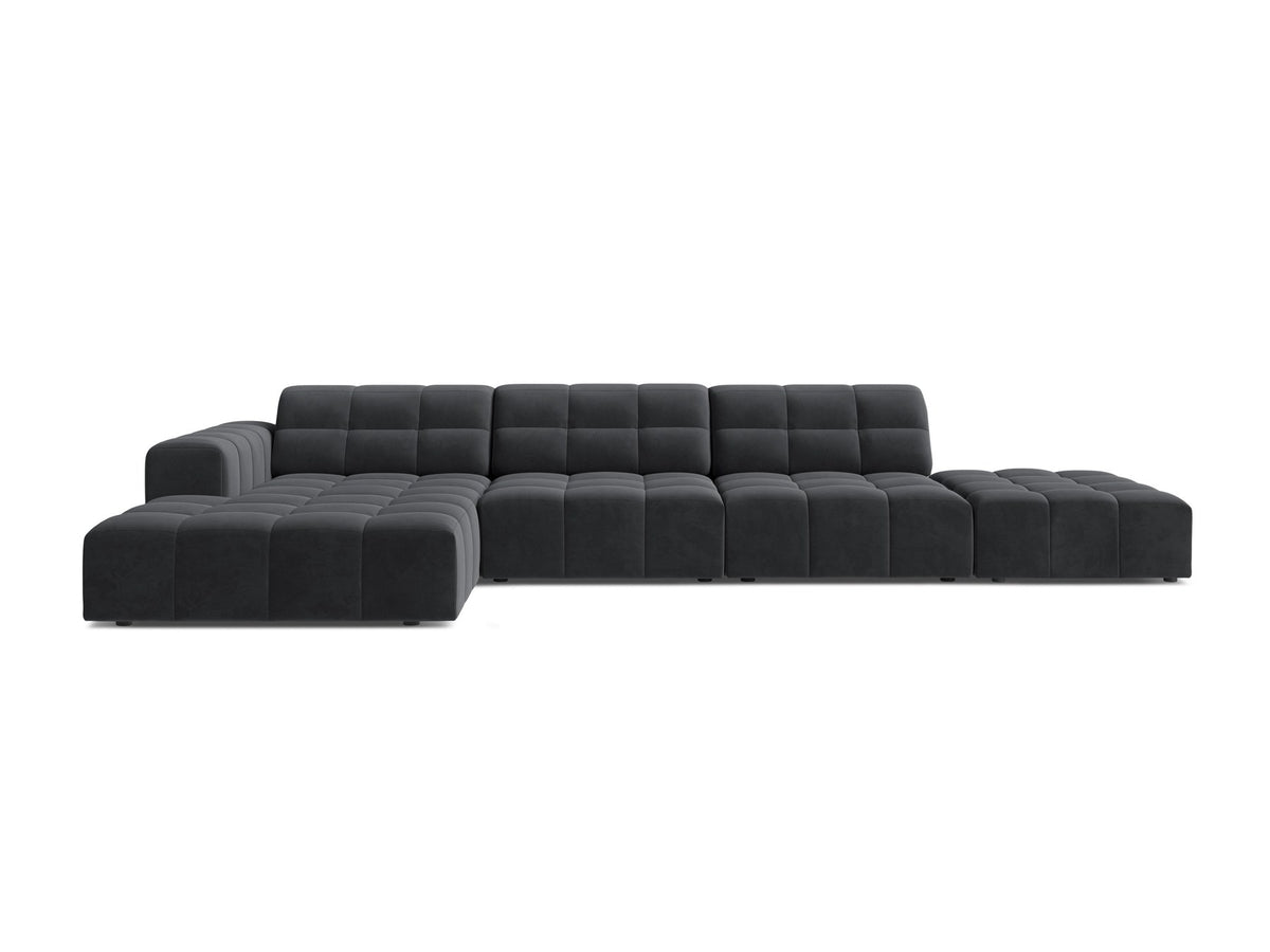 Linkes Ecksofa Jennifer von Micadoni in leichtem Beige mit Bluvel-Stoffbezug, L-Form und schwarzen Kunststoffbeinen aus Polypropylen