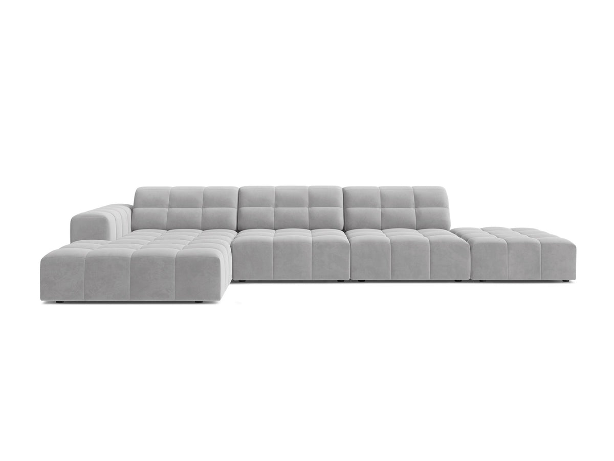 Linkes Ecksofa Jennifer von Micadoni in leichtem Beige mit Bluvel-Stoffbezug, L-Form und schwarzen Kunststoffbeinen aus Polypropylen