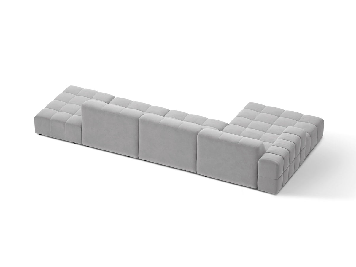 Linkes Ecksofa Jennifer von Micadoni in leichtem Beige mit Bluvel-Stoffbezug, L-Form und schwarzen Kunststoffbeinen aus Polypropylen