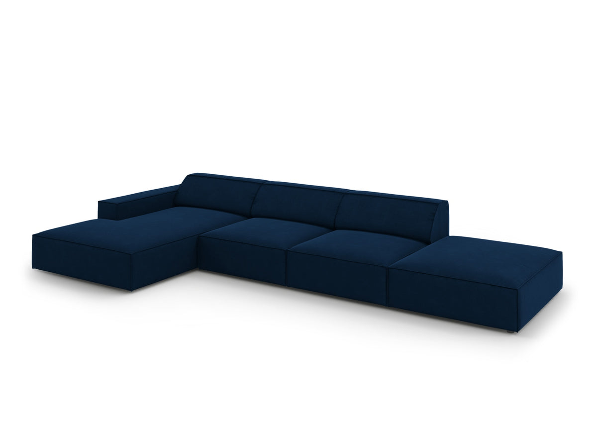 Jodie Velour modulares Ecksofa links 5 Sitzer in Royal Blue-Bluvel präsentiert im Onlineshop von KAQTU Design AG. L-Sofa links ist von Micadoni